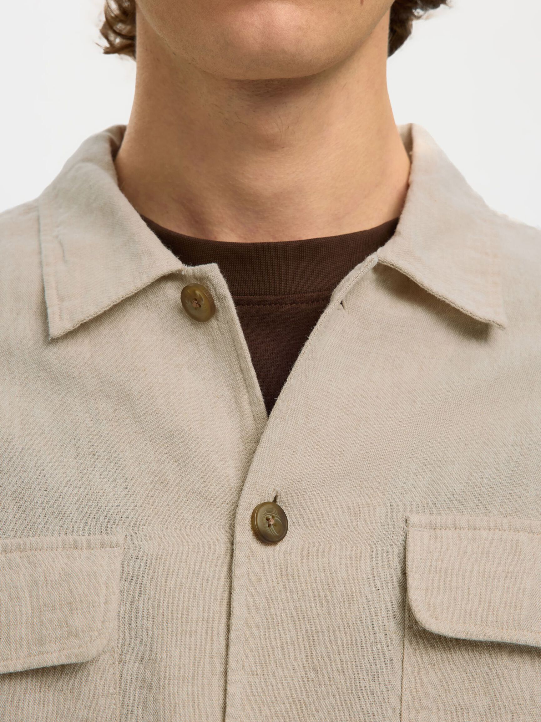 LINEN BLEND OVERSHIRT