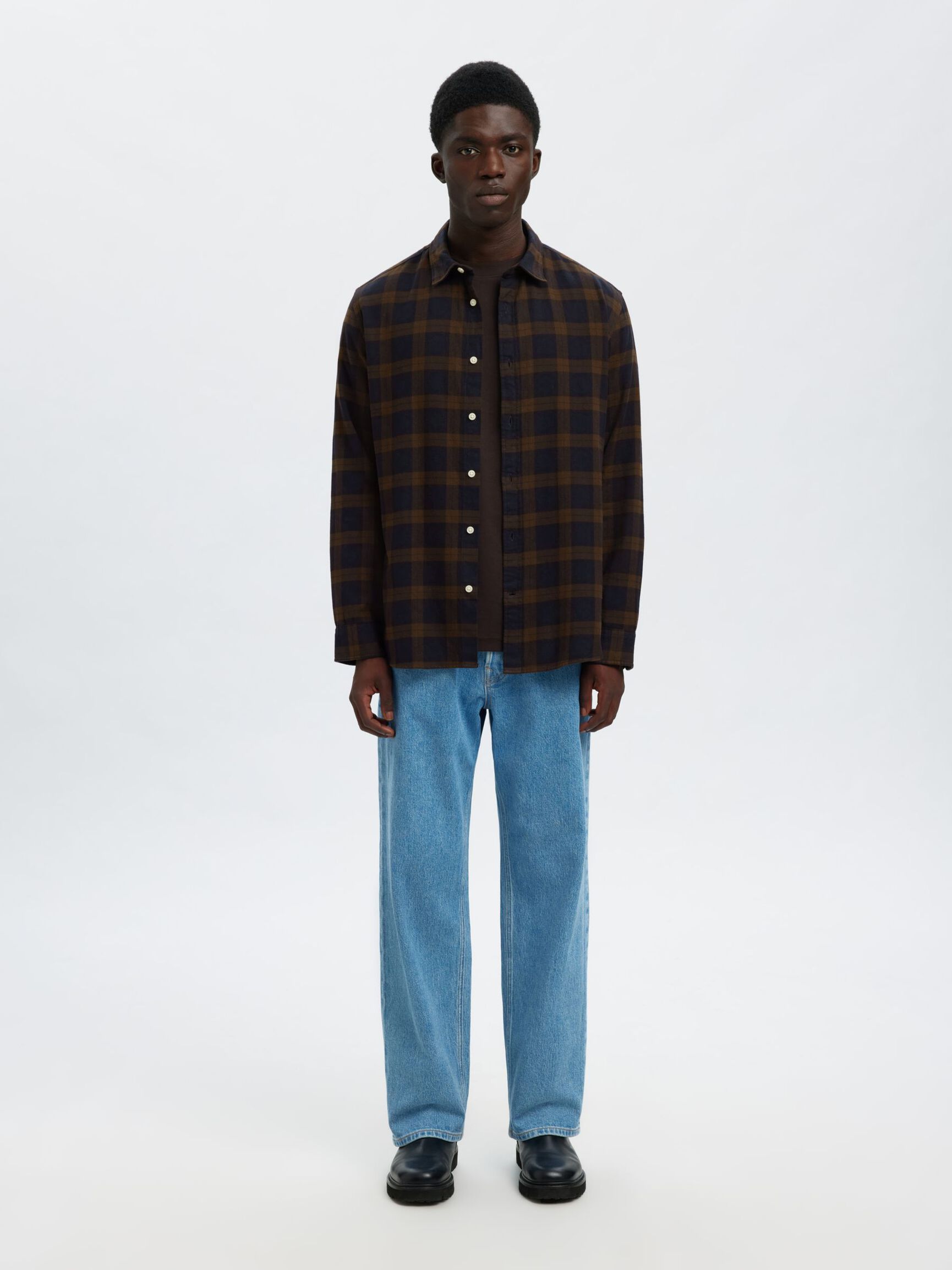 SLHREGNOAH BRUSHED 100% ØKOLOGISK BOMULD SKJORTE