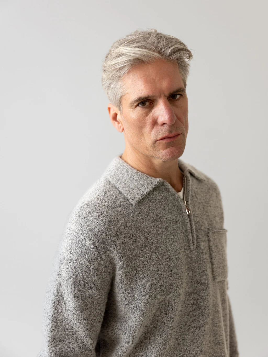 MMGRYAN SOFT ZIP POLO KASHMIR PULLOVER