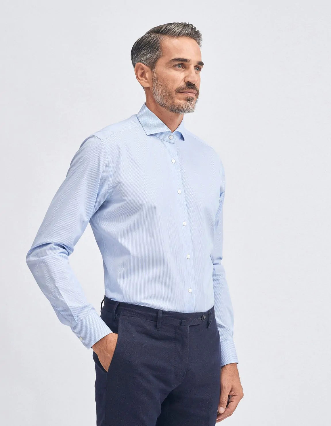ACTIVE SHIRT - WHITE/BLUE STRIPE
