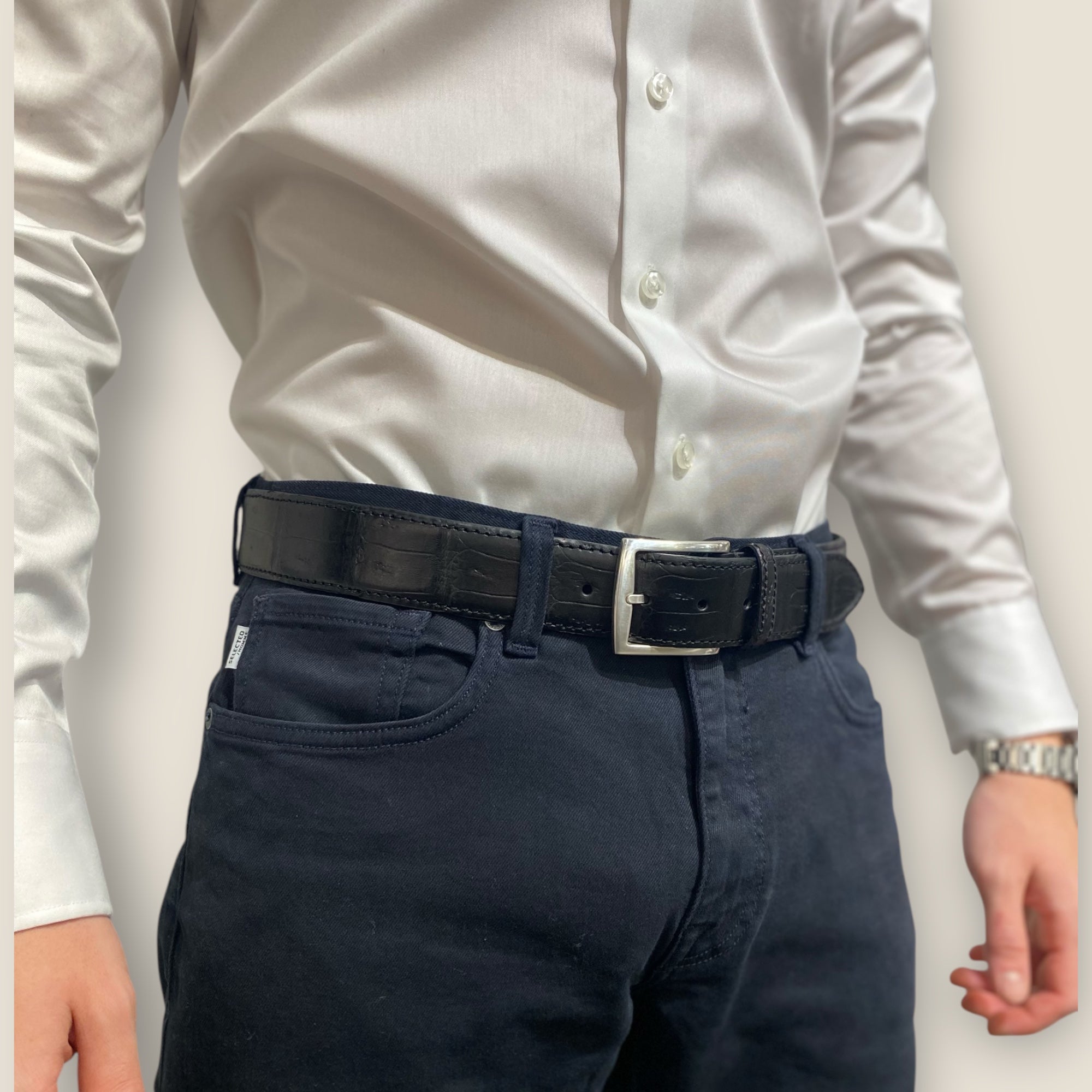 CROCODILE BELT - BLACK