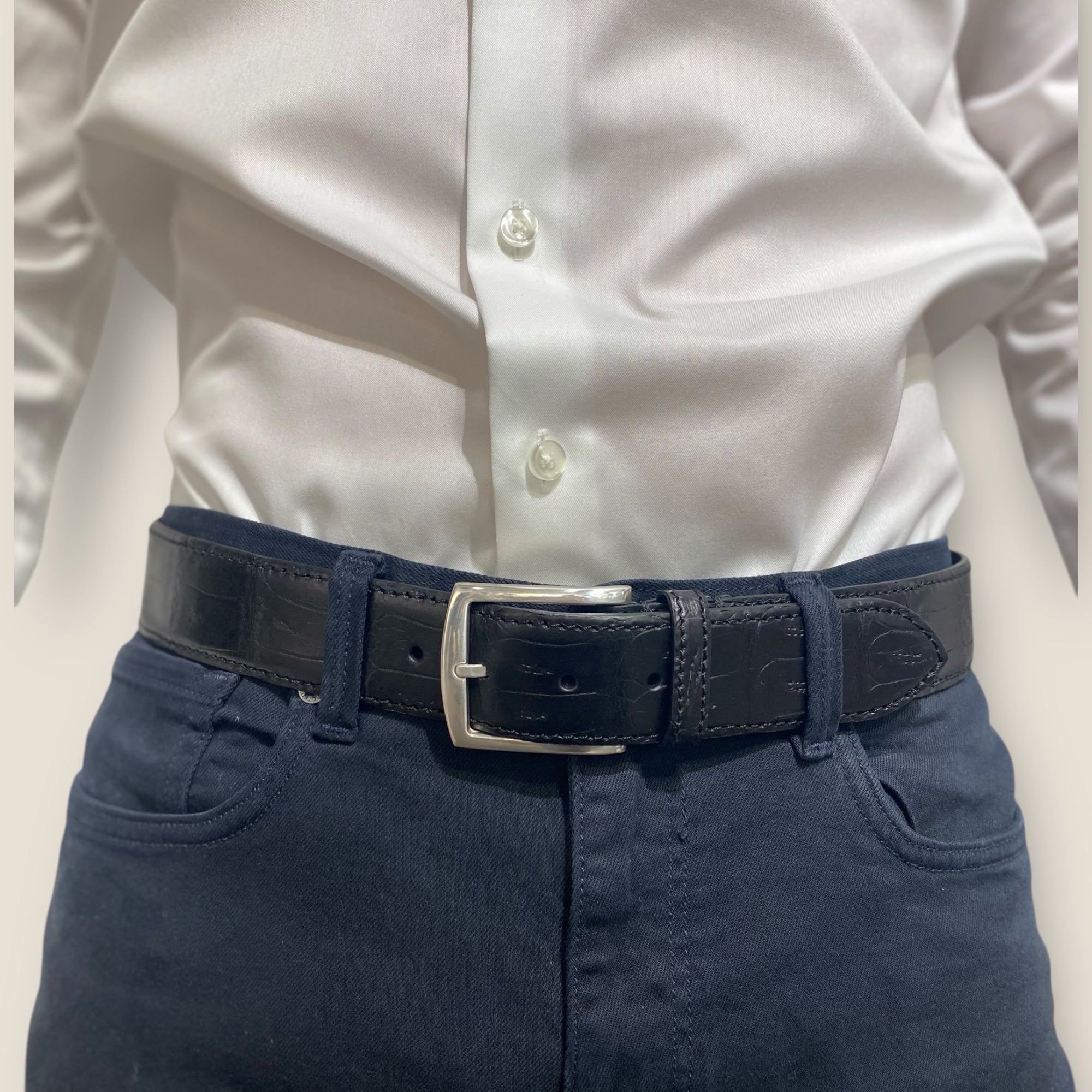 CROCODILE BELT - BLACK