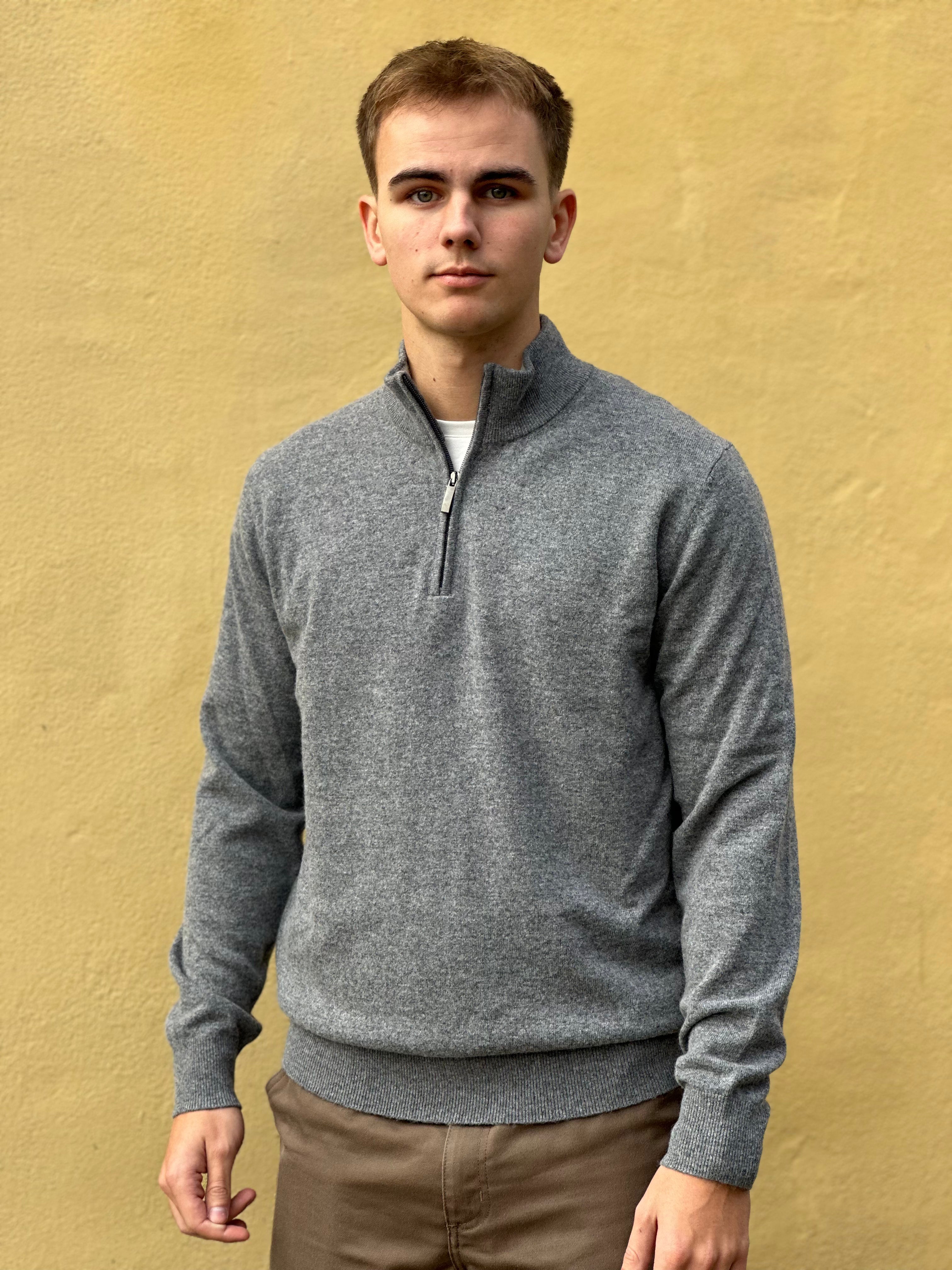 LANA WOOL CASHMERE HALF ZIP STRIK