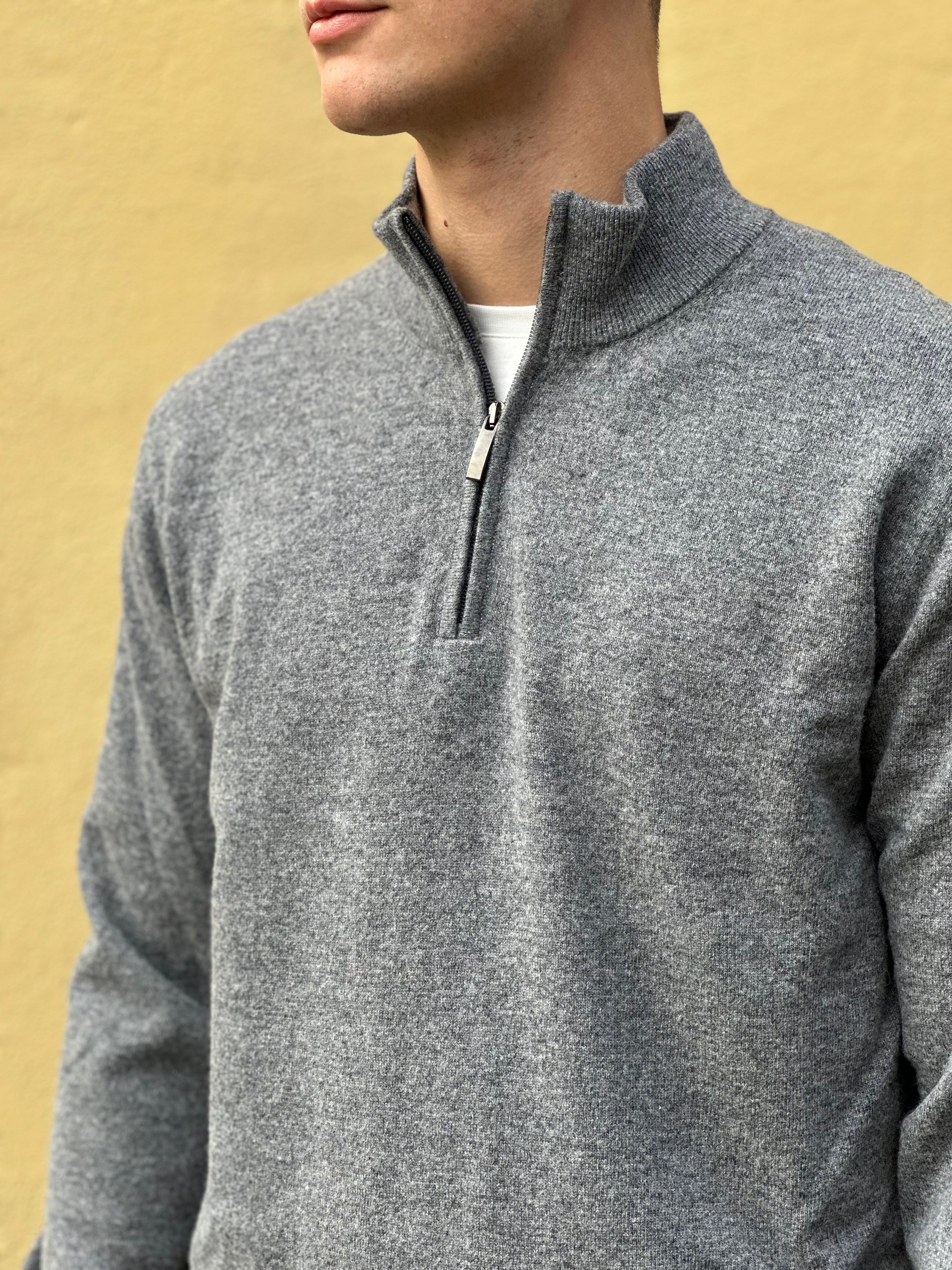 LANA WOOL CASHMERE HALF ZIP STRIK