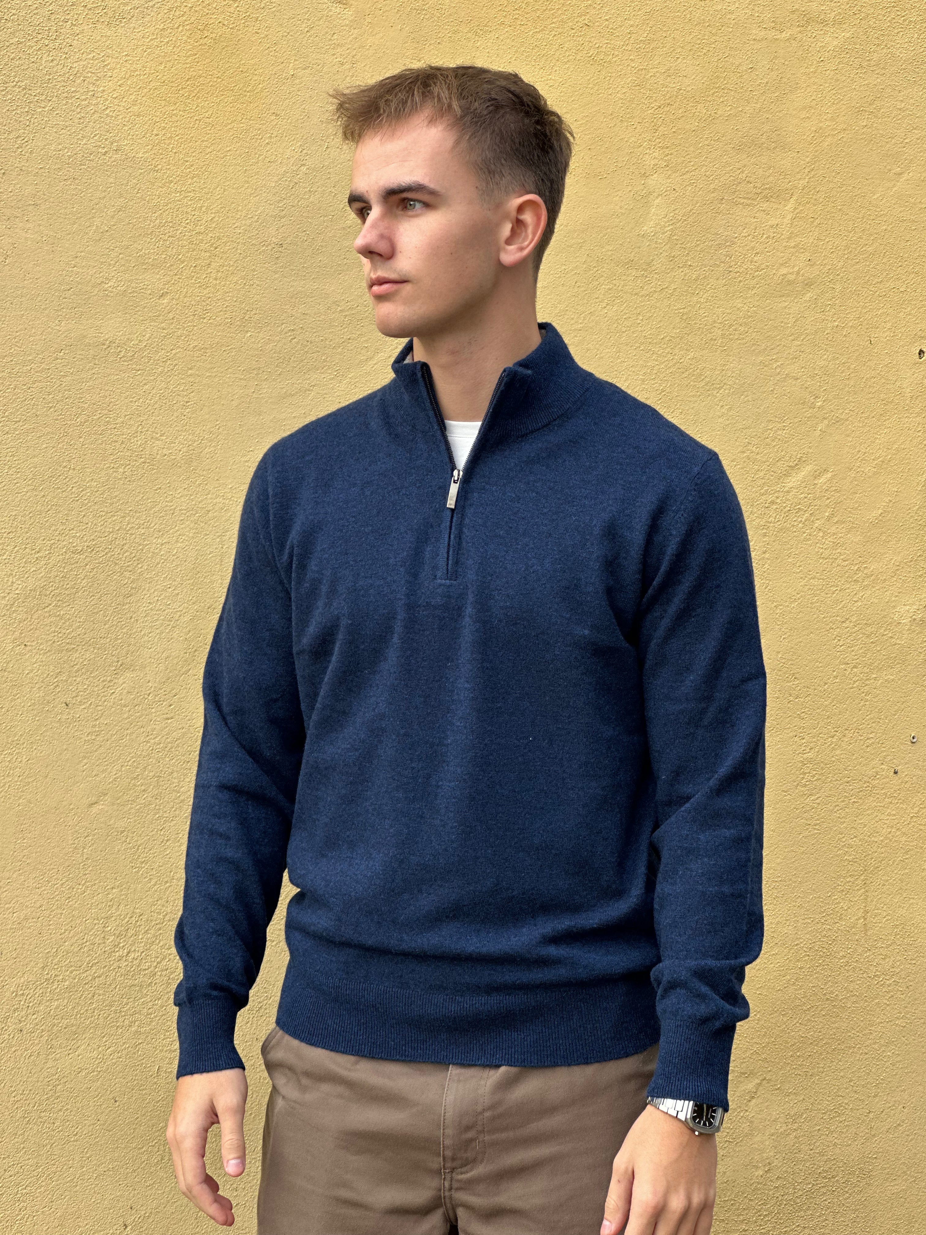 LANA WOOL CASHMERE HALF ZIP STRIK