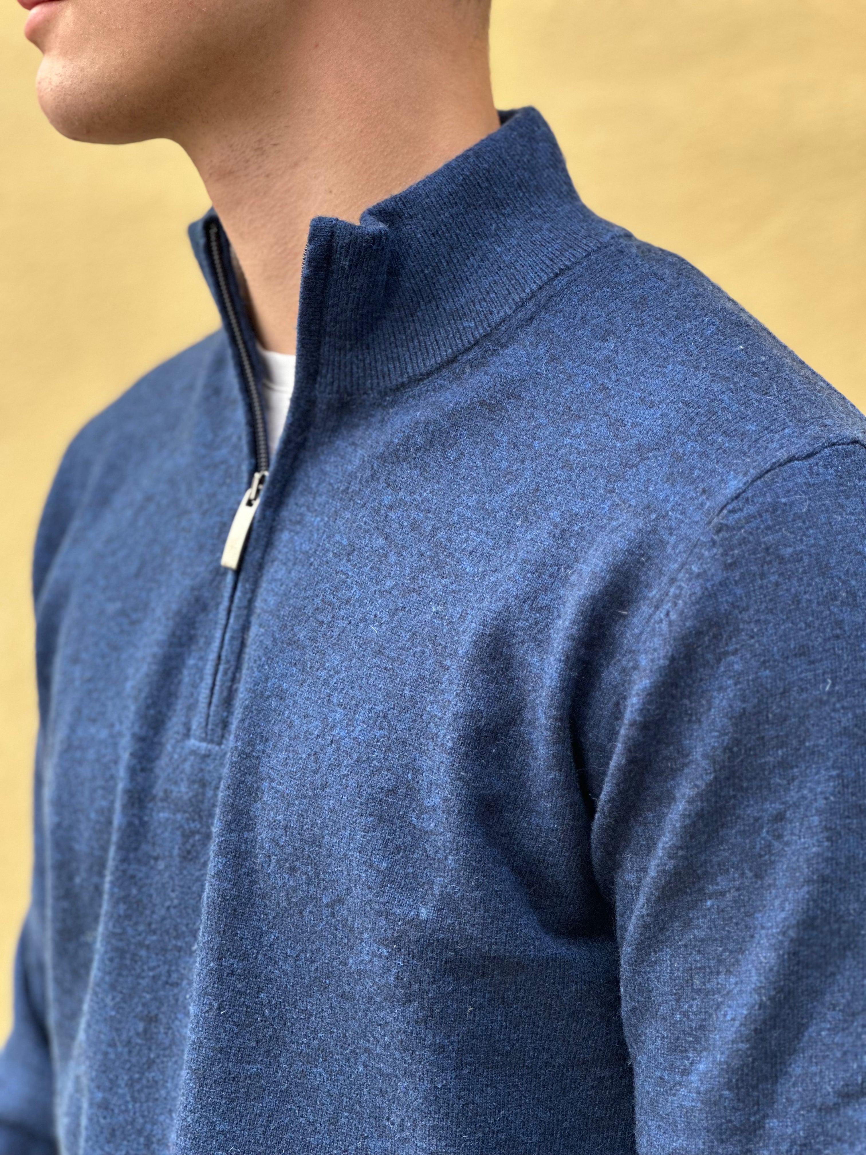 LANA WOOL CASHMERE HALF ZIP STRIK