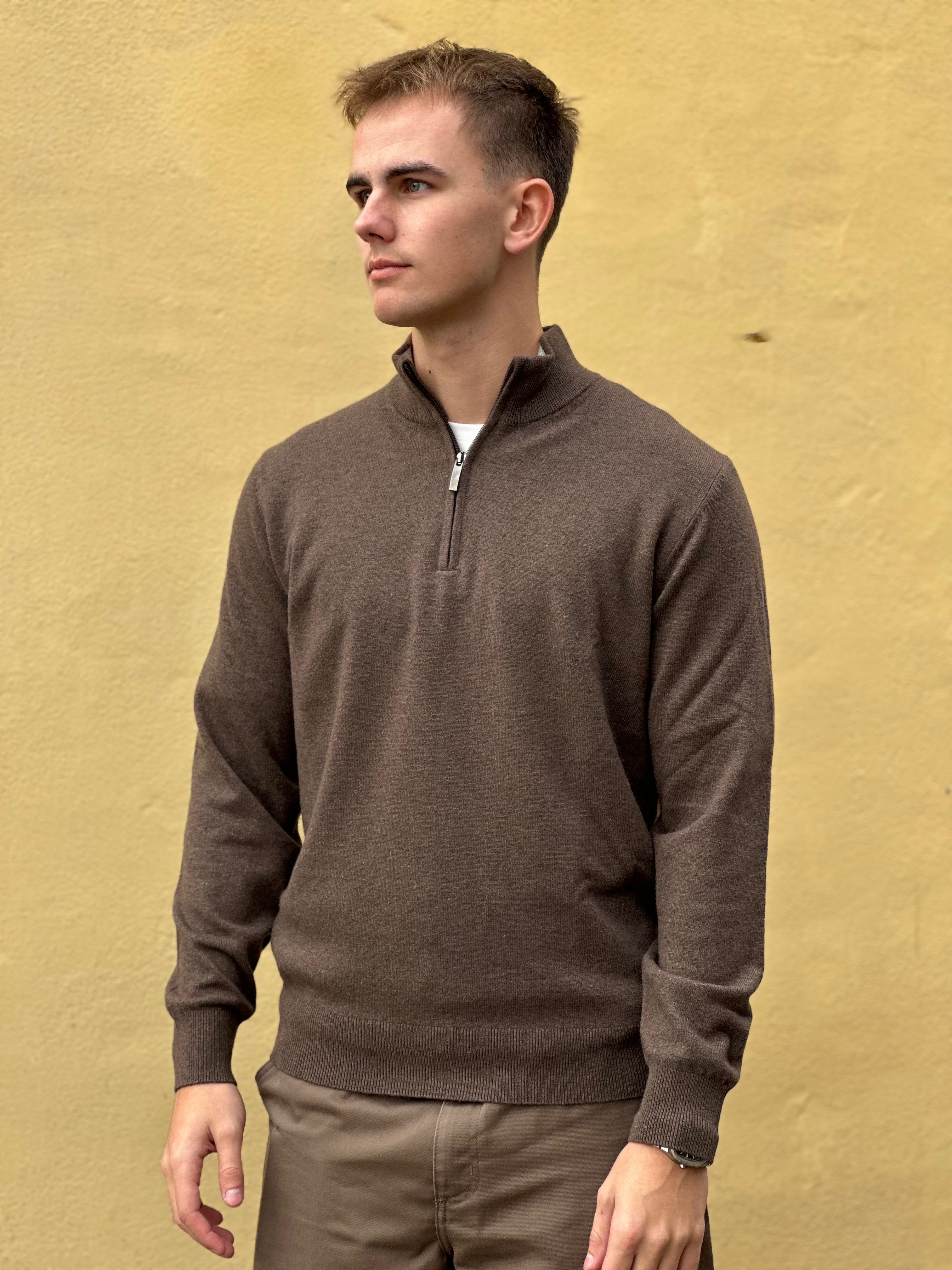 LANA WOOL CASHMERE HALF ZIP STRIK