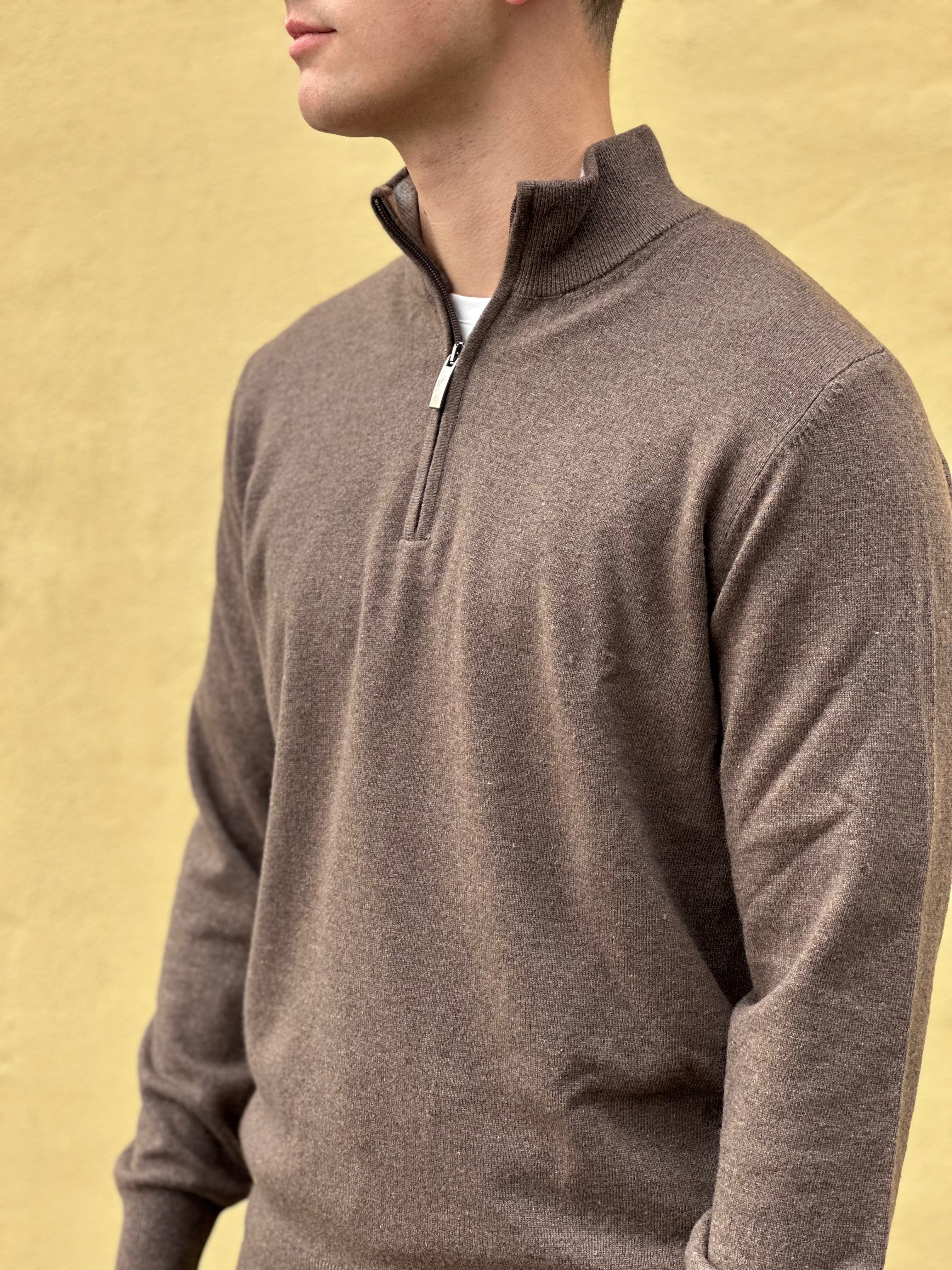 LANA WOOL CASHMERE HALF ZIP STRIK