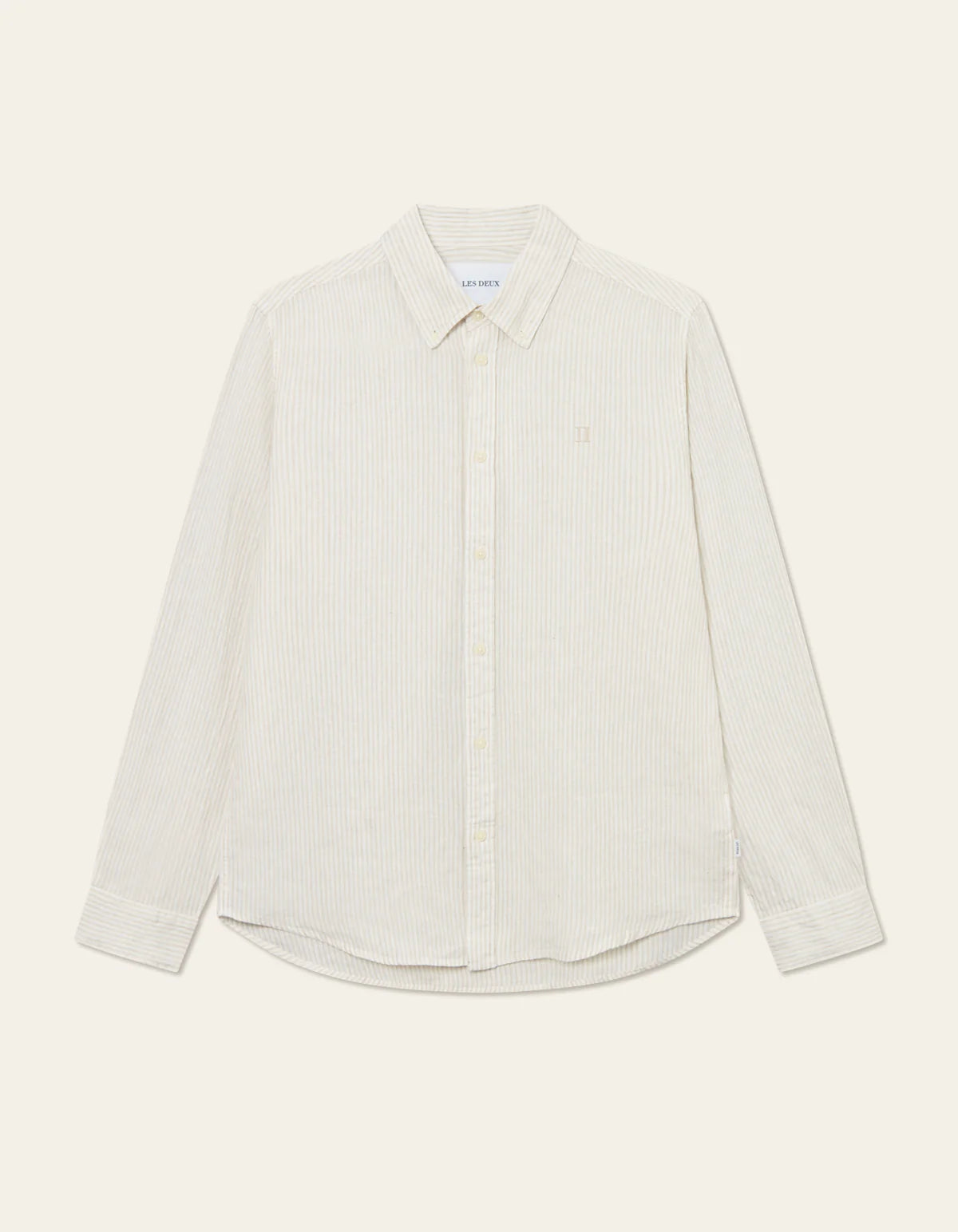 KRISTIAN LINEN B.D. SKJORTE - IVORY/WALNUT