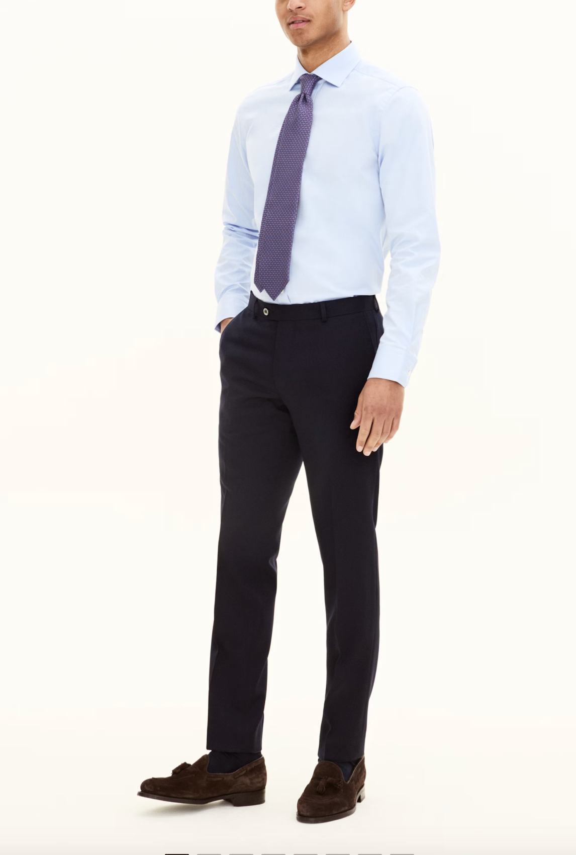 DENZ SLIM FIT BUKSER - WOOL NAVY
