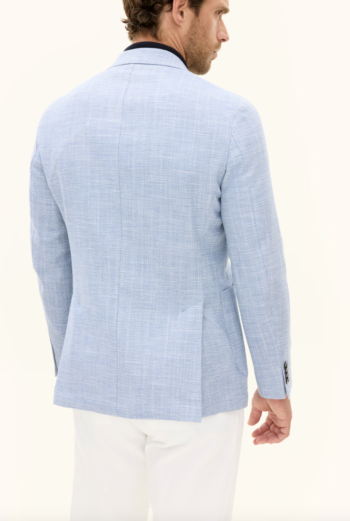 FERRY HERRINGBONE STRUKTURERET BLAZER - SKY BLUE