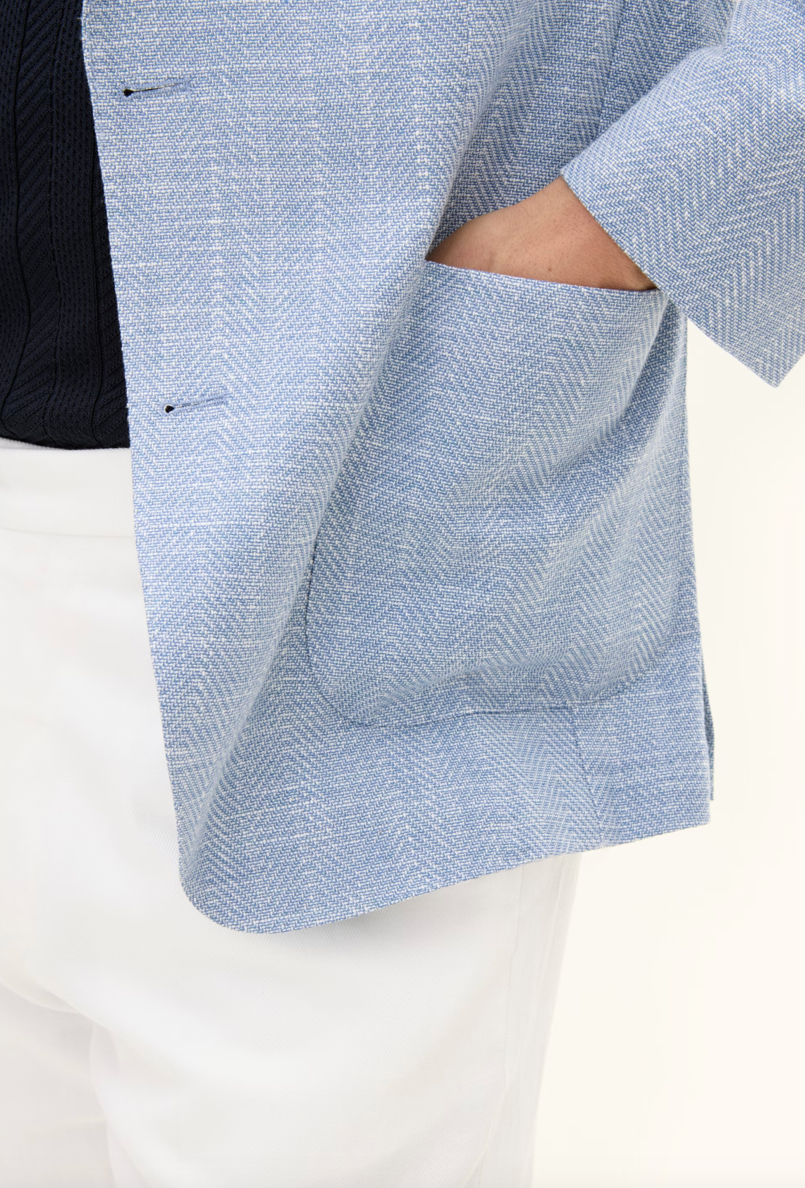 FERRY HERRINGBONE STRUKTURERET BLAZER - SKY BLUE