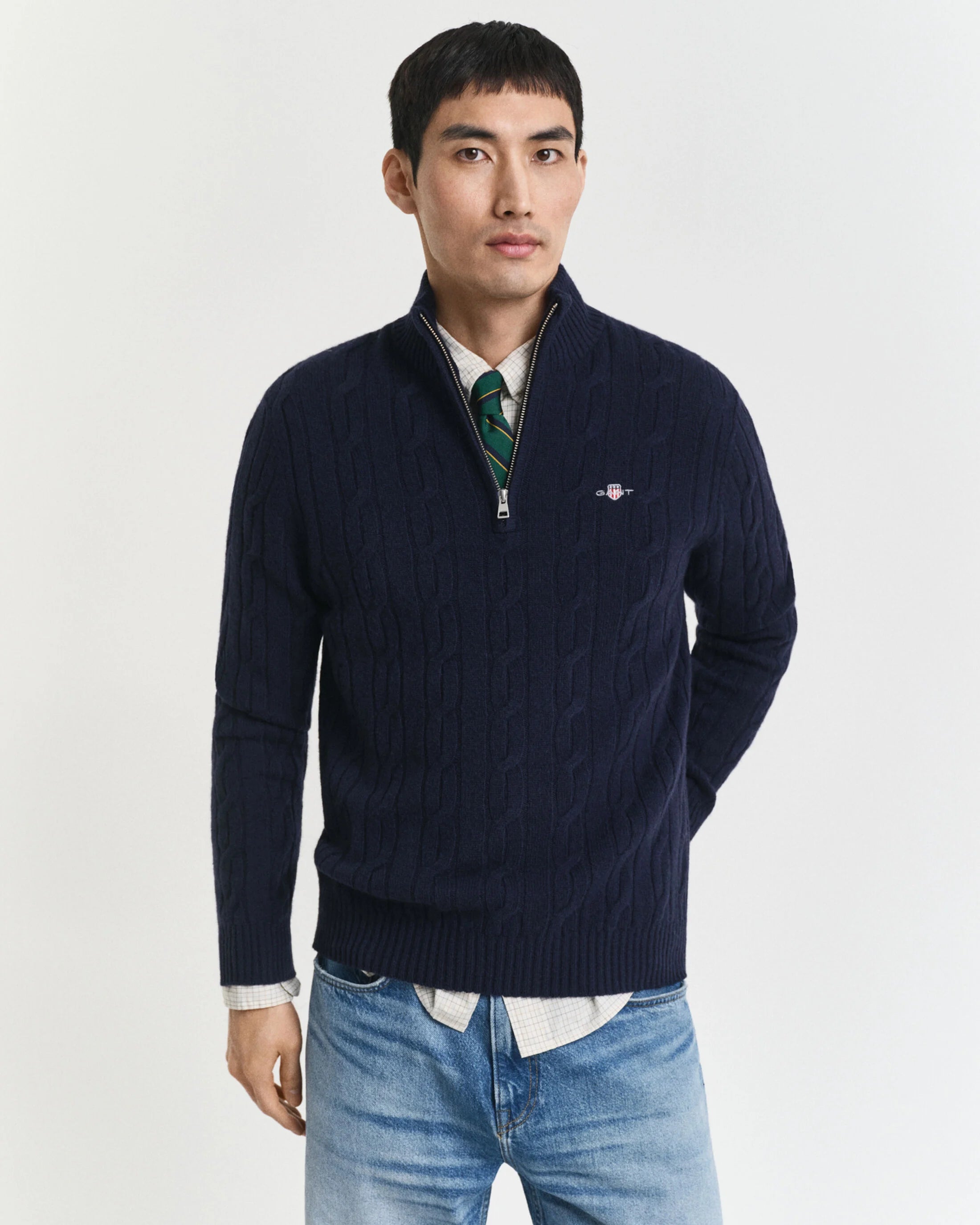 KABELSTRIK I LAMMEULD HALF ZIP