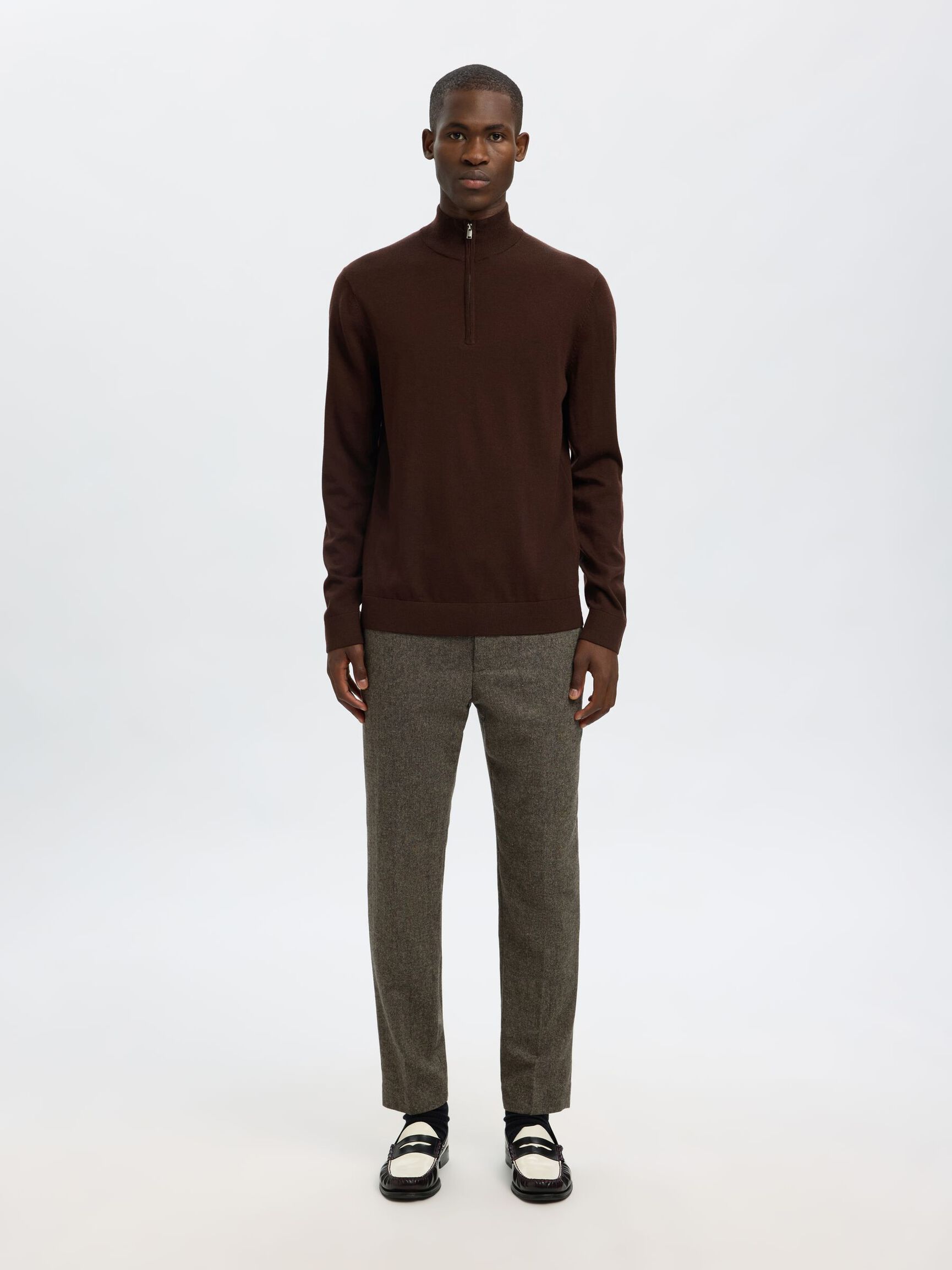 100% MERINOULD TRØJE MED HALV LYNLÅS