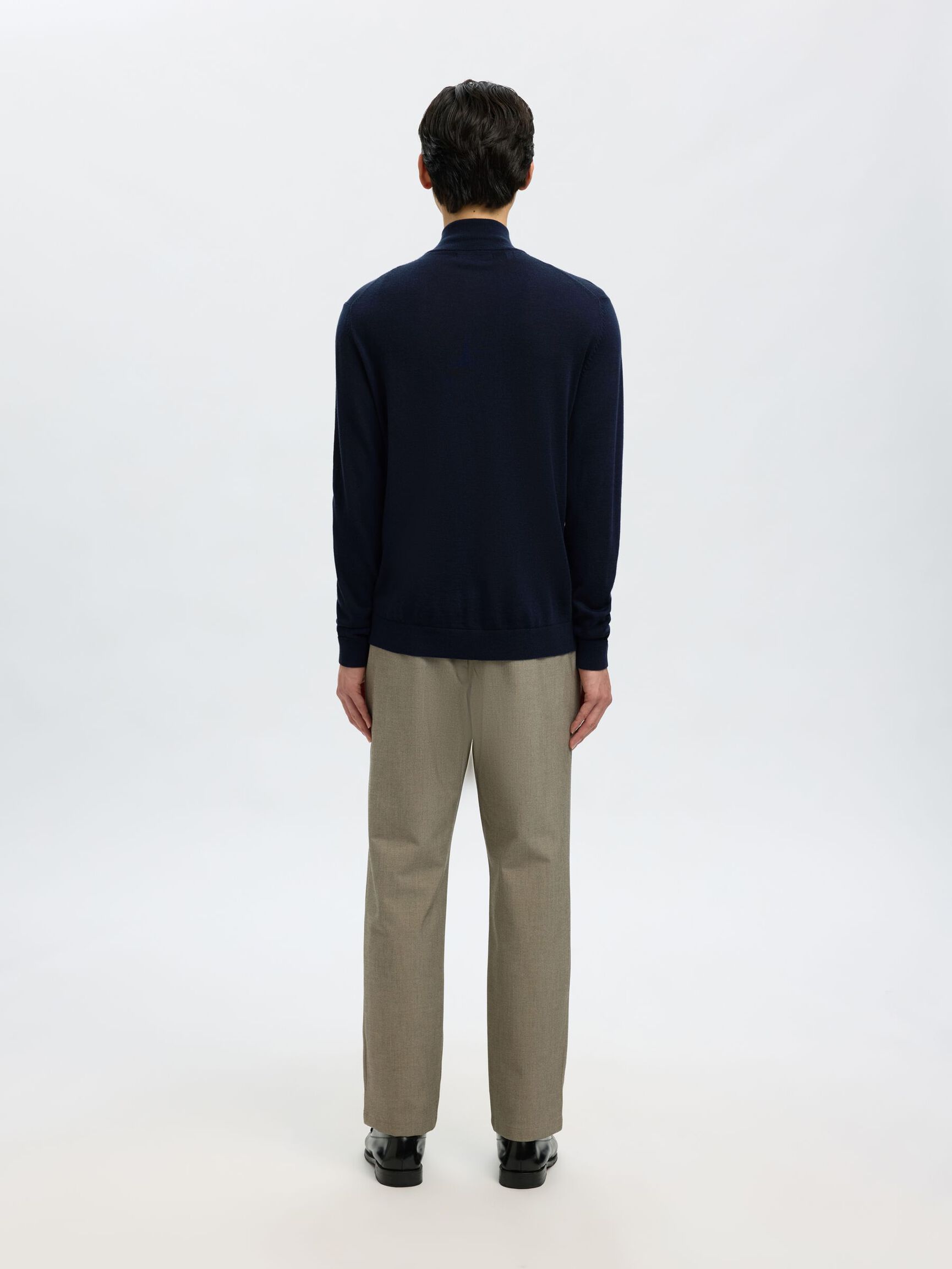 100% MERINOULD TRØJE MED HALV LYNLÅS