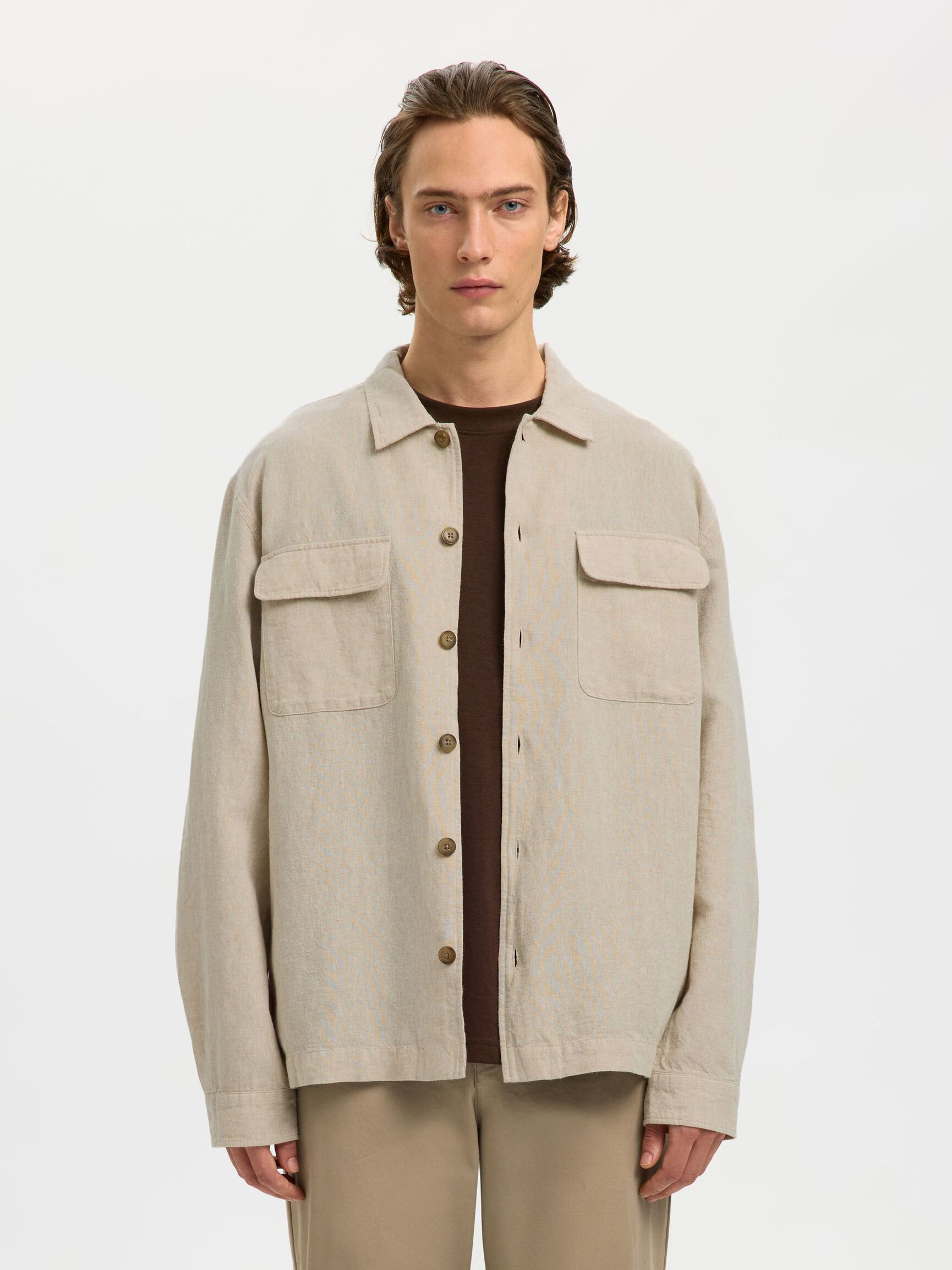 LINEN BLEND OVERSHIRT