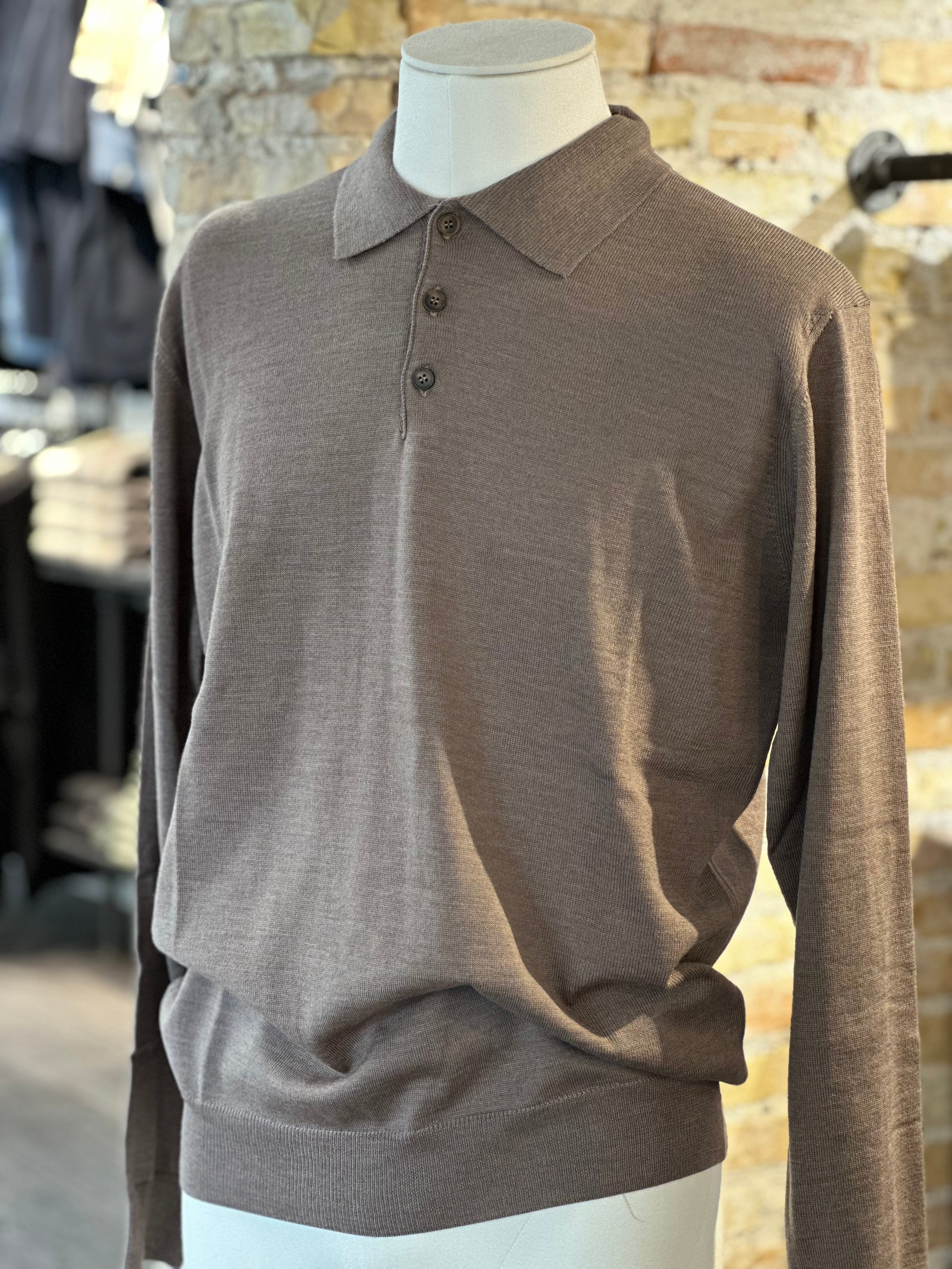 EKSTRAFINE WOOL LONG SLEEVE POLO