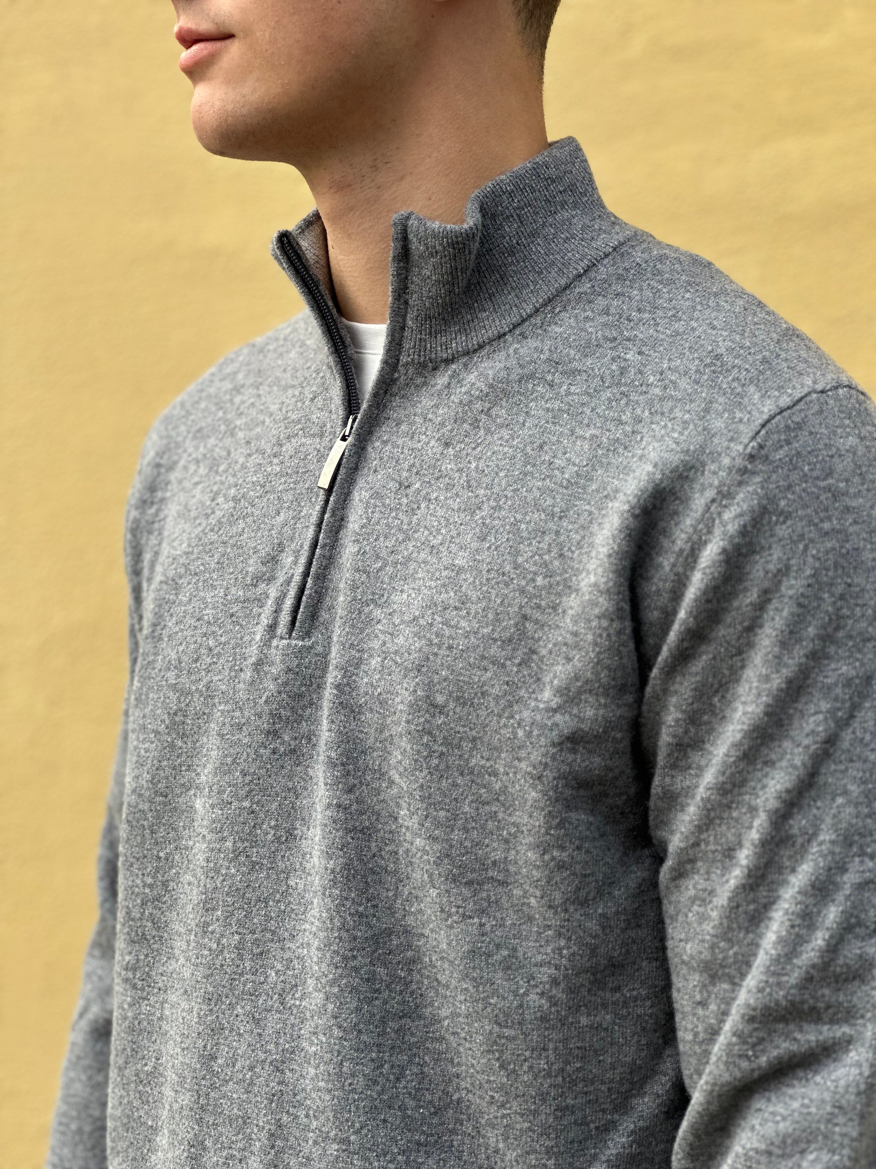 LANA WOOL CASHMERE HALF ZIP STRIK