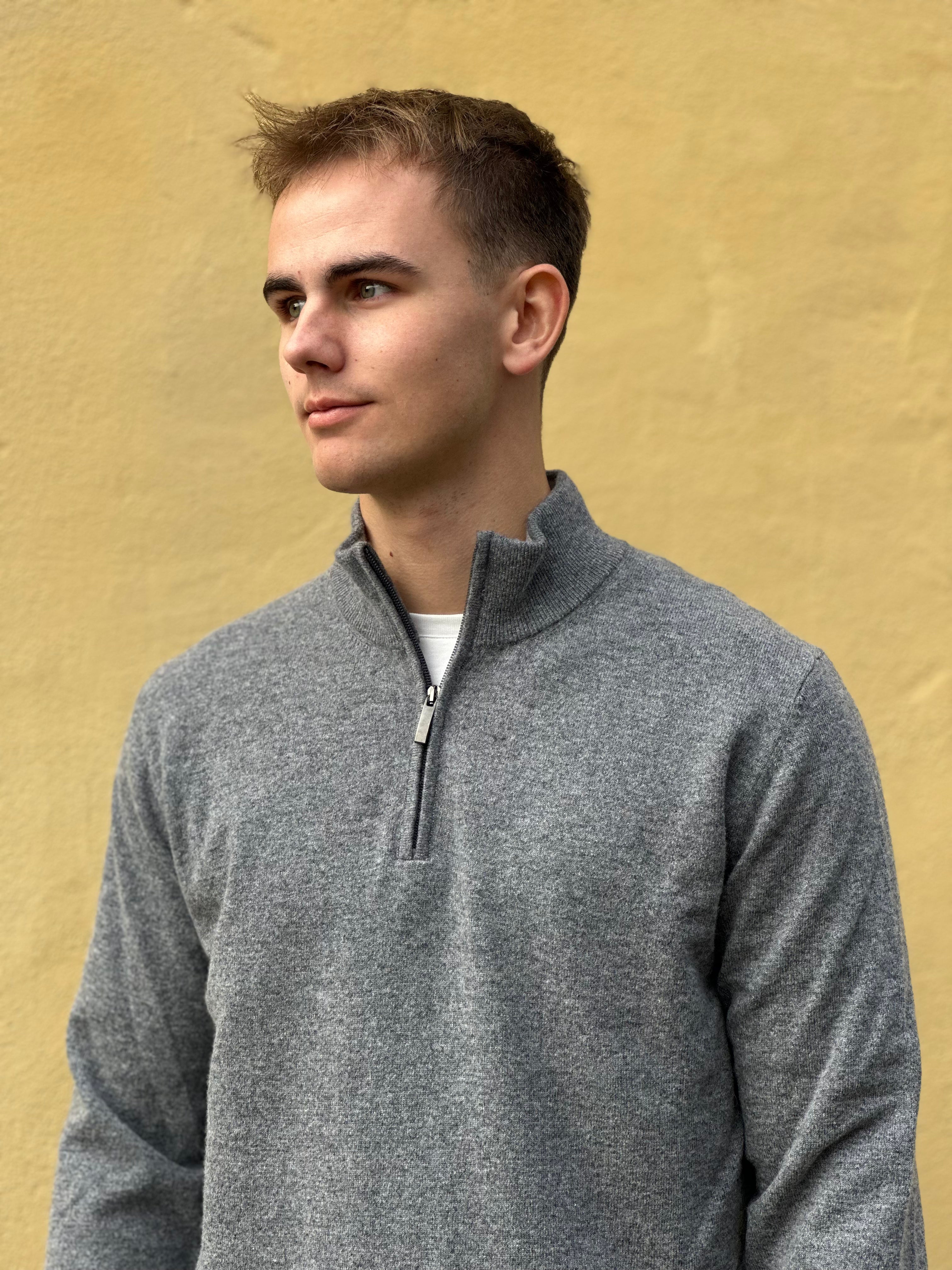 LANA WOOL CASHMERE HALF ZIP STRIK