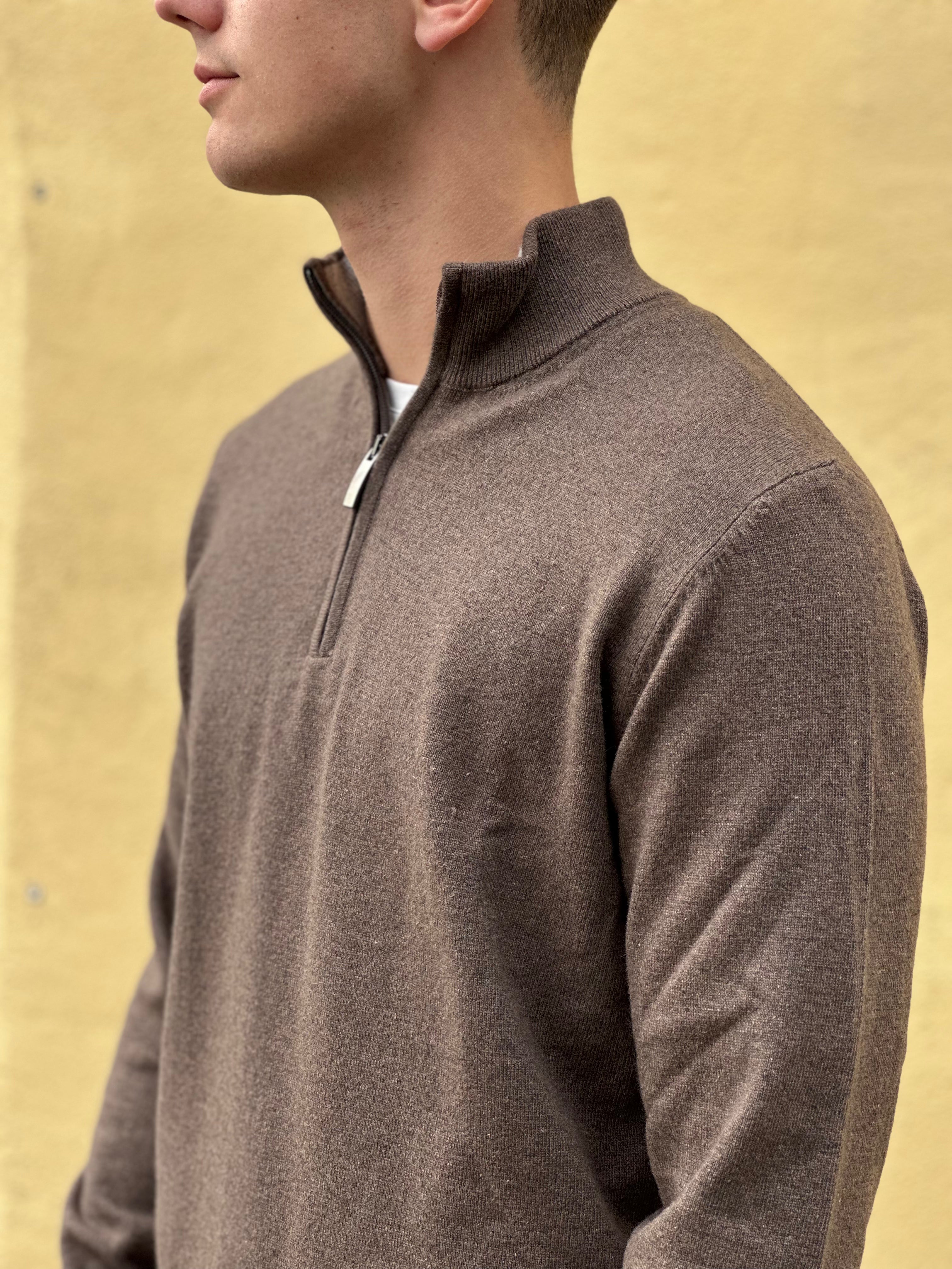 LANA WOOL CASHMERE HALF ZIP STRIK