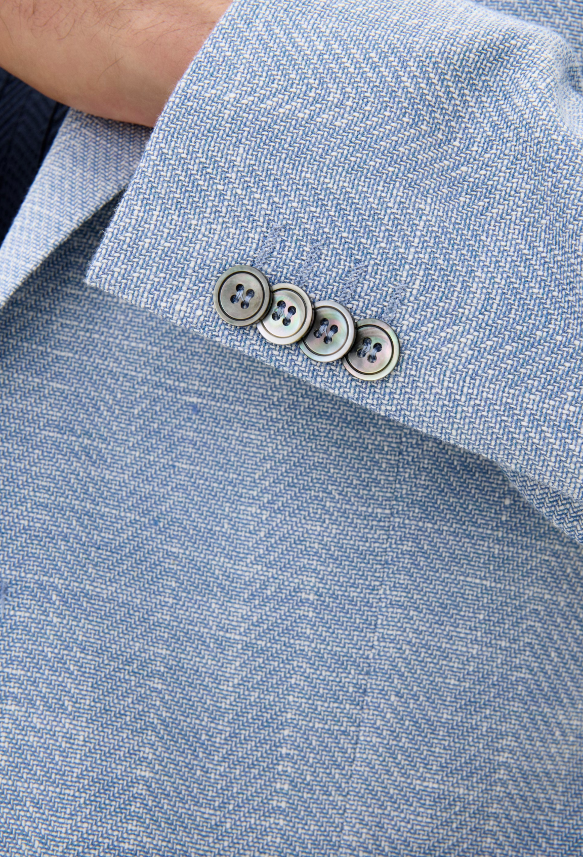FERRY HERRINGBONE STRUKTURERET BLAZER - SKY BLUE