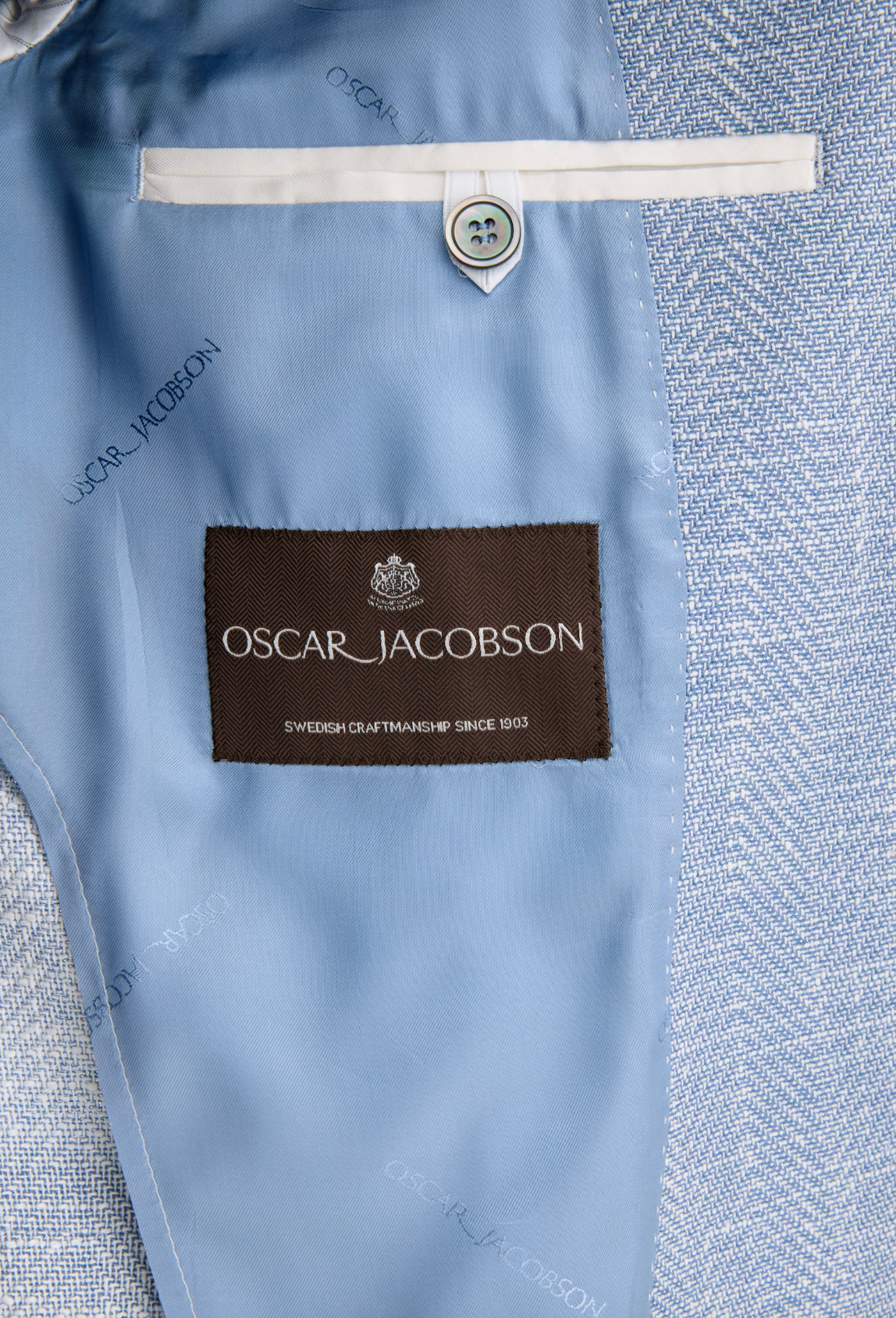 FERRY HERRINGBONE STRUKTURERET BLAZER - SKY BLUE