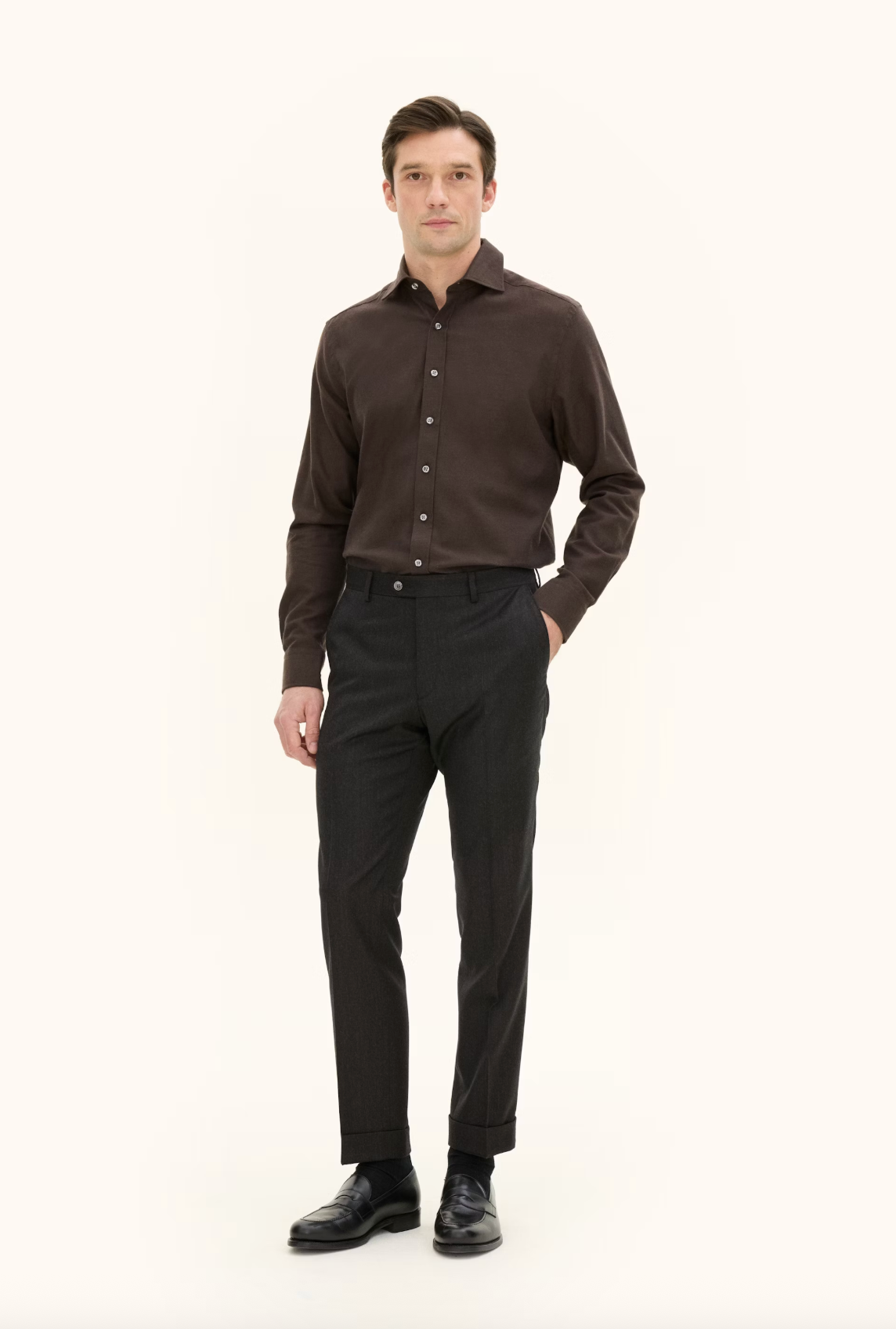 REG FIT BRUSHED FLANNEL SKJORTE