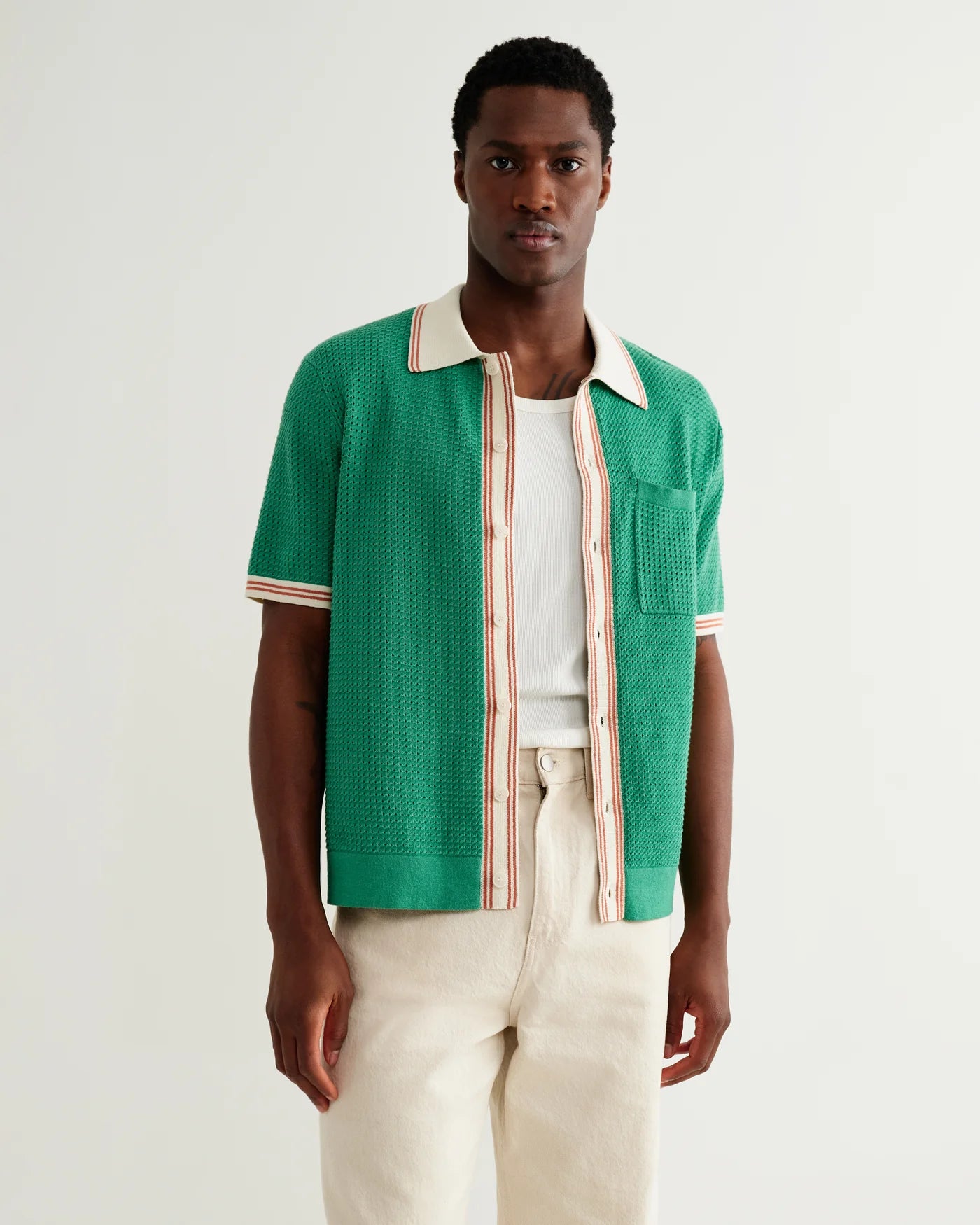 BELLE SS SHIRT TIPPED - GREEN