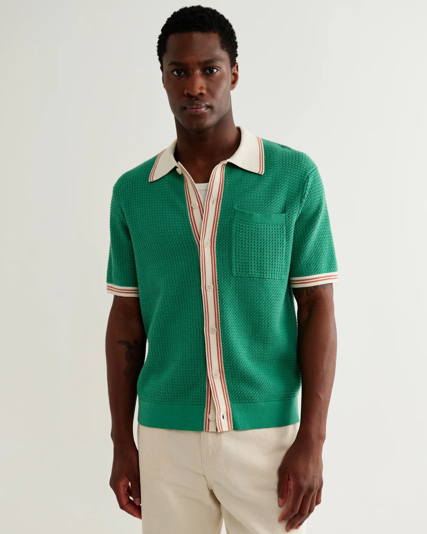 BELLE SS SHIRT TIPPED - GREEN