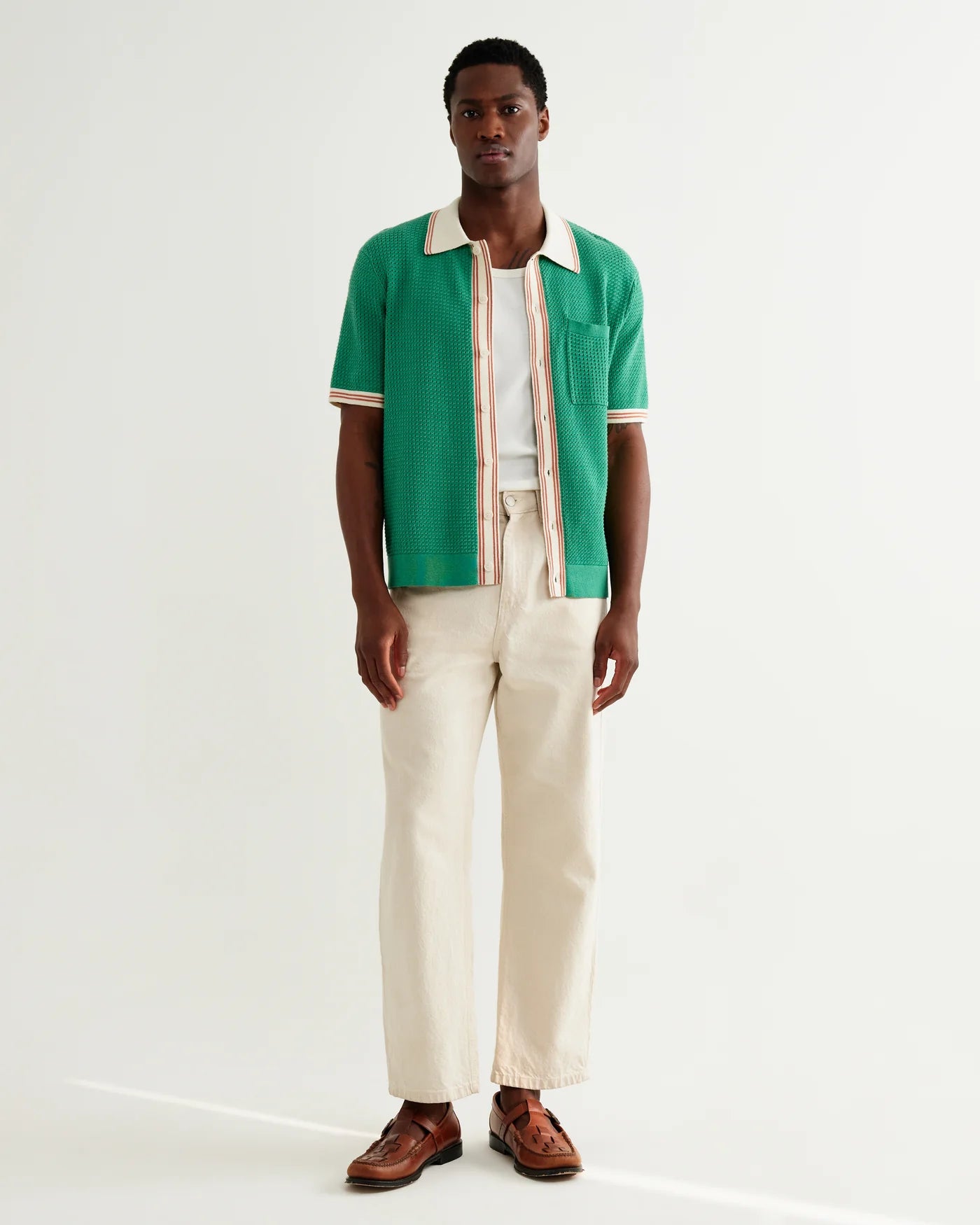 BELLE SS SHIRT TIPPED - GREEN