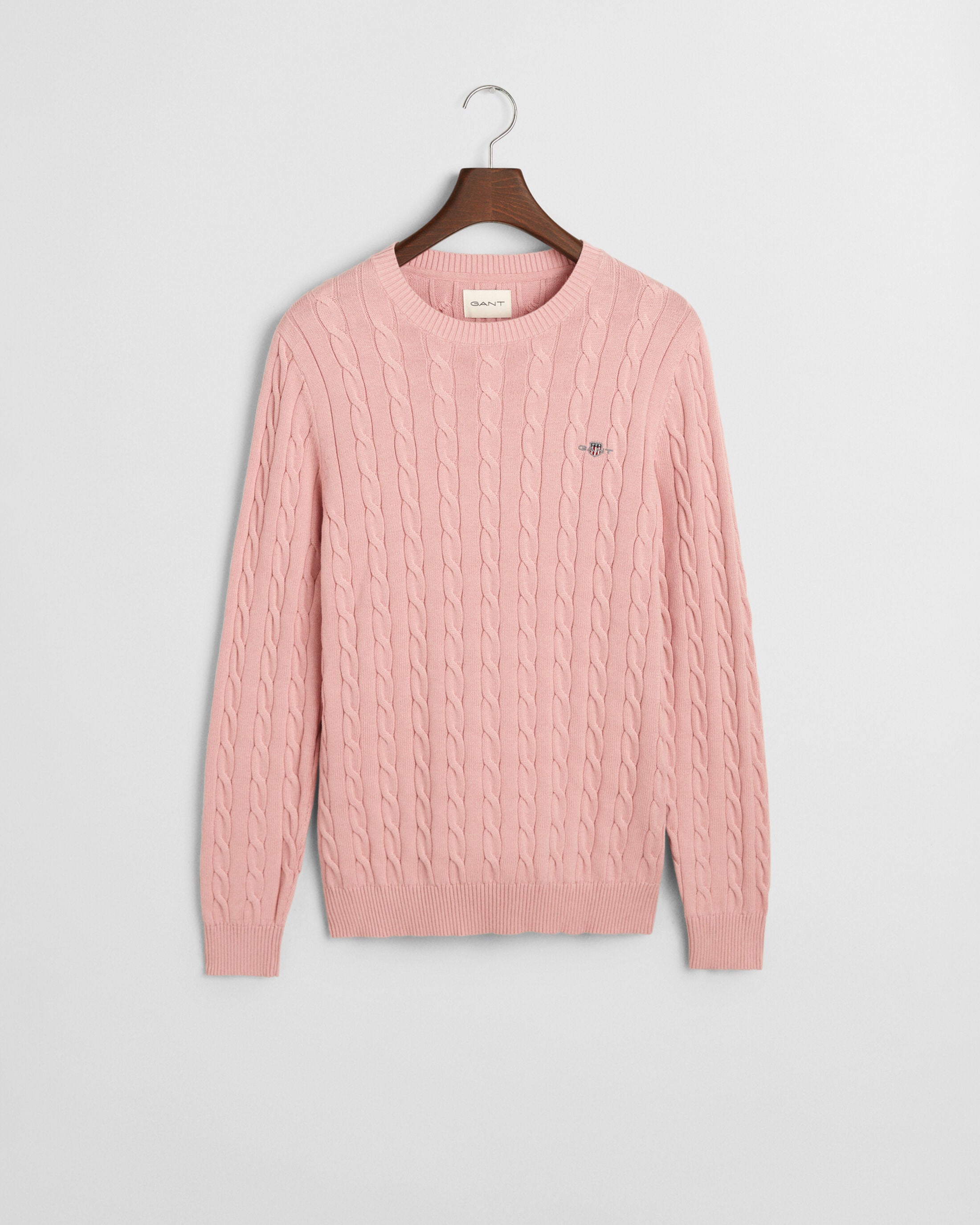 COTTON CABLE KNIT CREW NECK SWEATER
