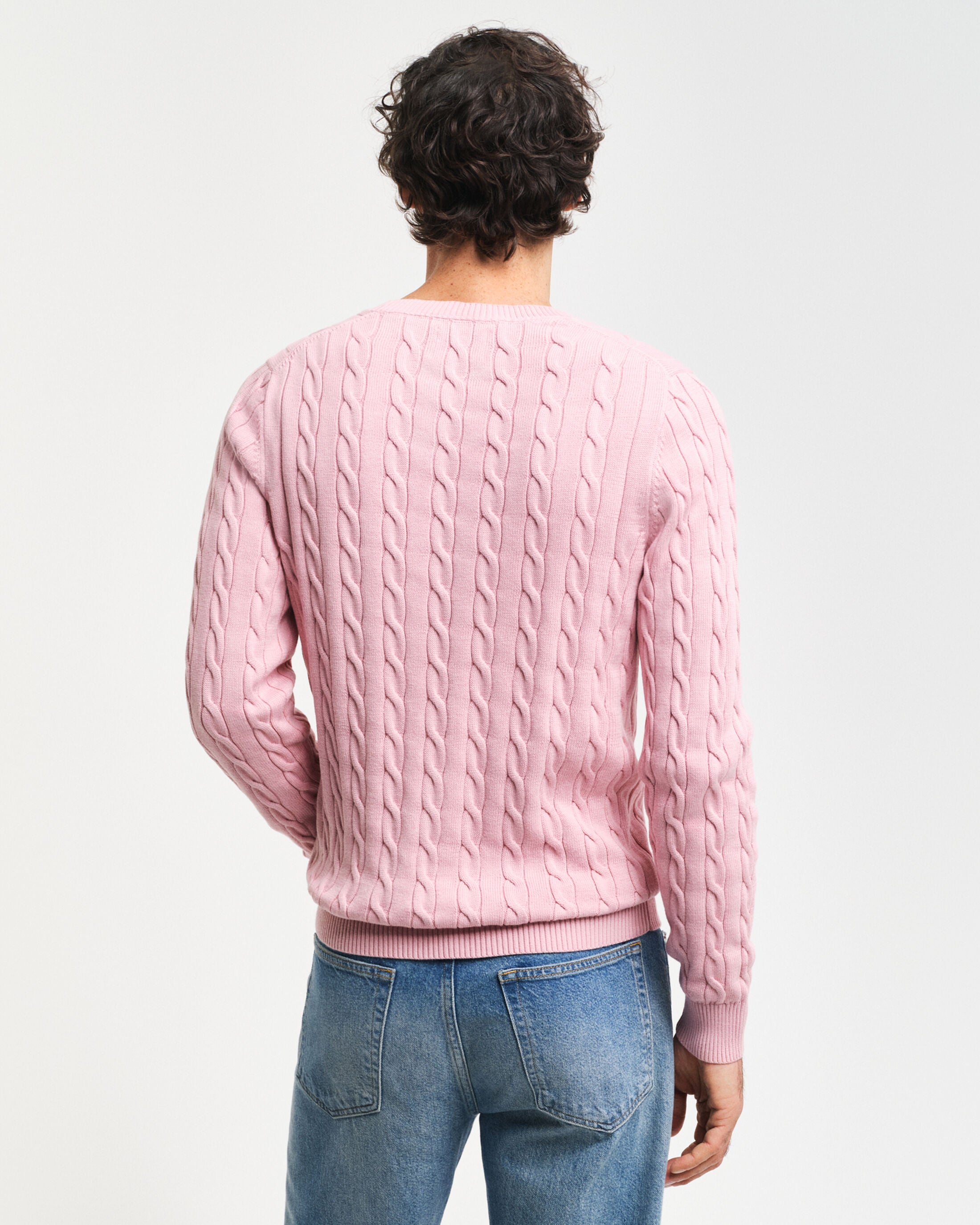 COTTON CABLE KNIT CREW NECK SWEATER