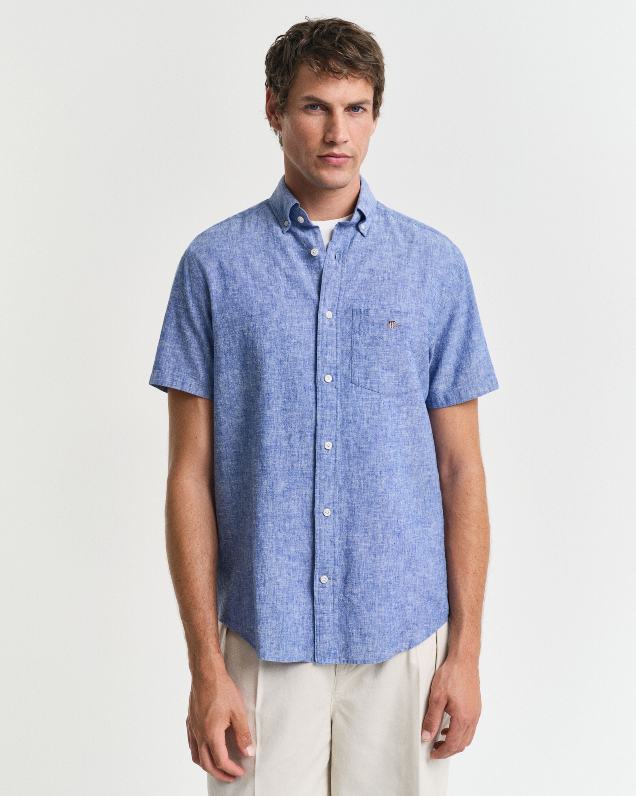 REG COTTON LINEN SS SHIRT