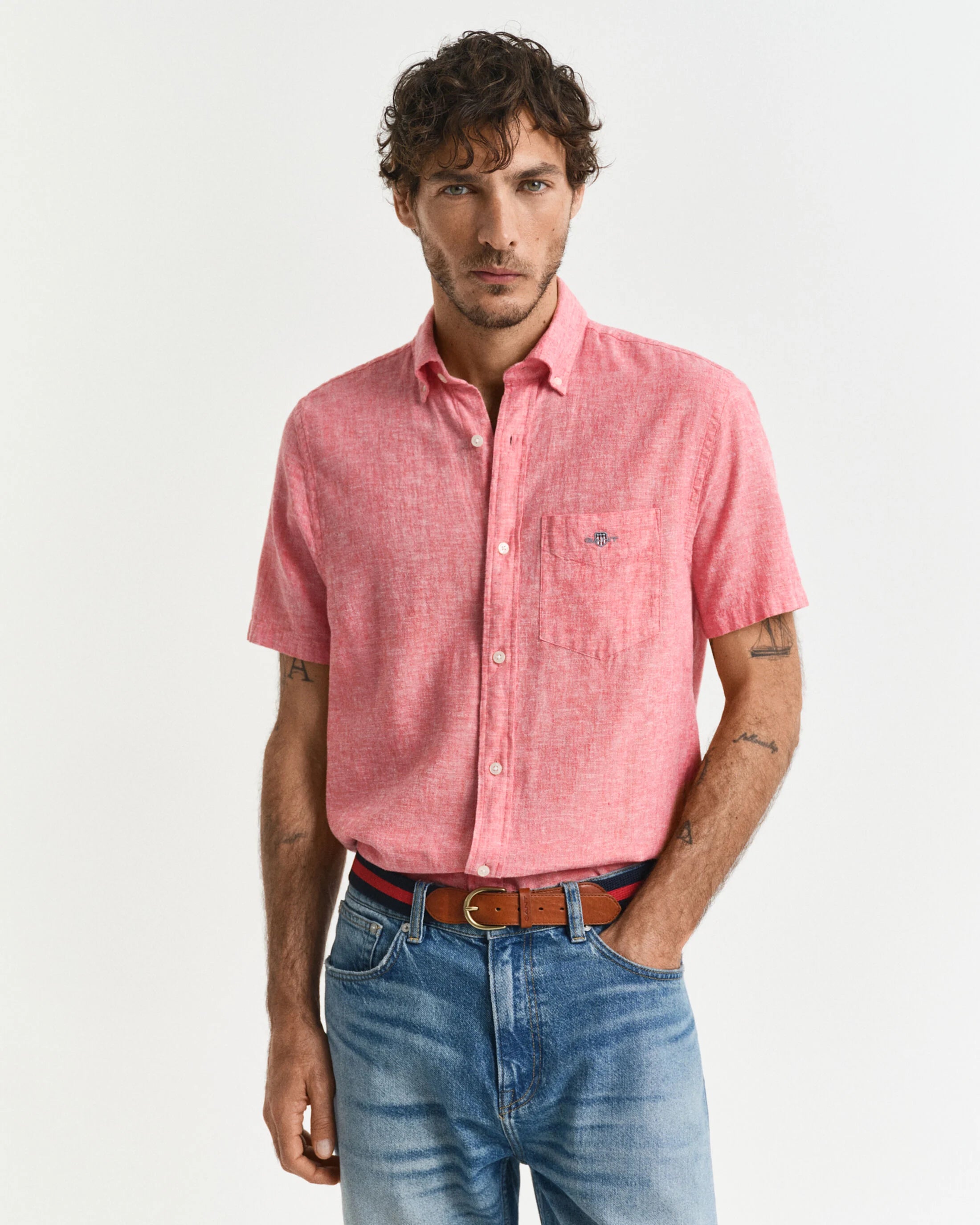REG COTTON LINEN SS SHIRT