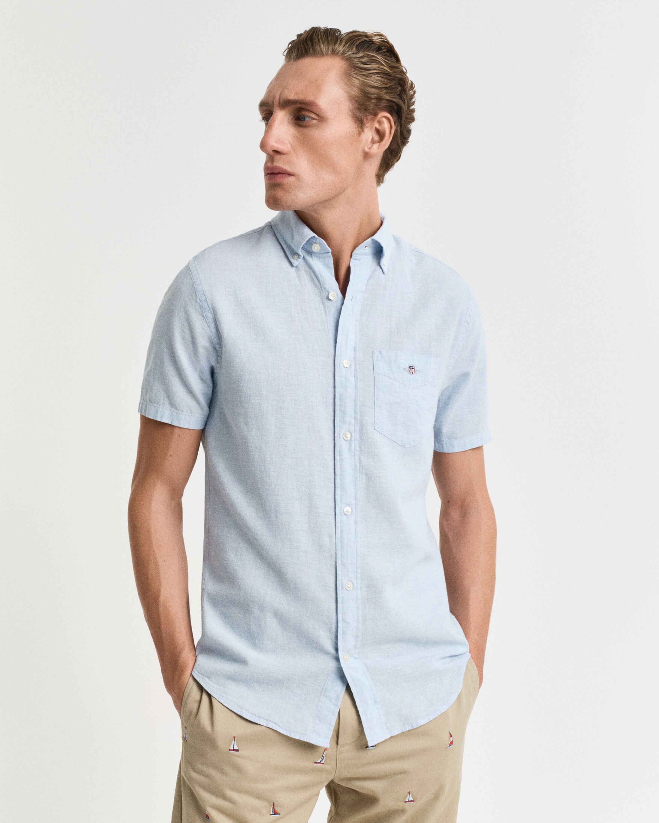 REG COTTON LINEN SS SHIRT
