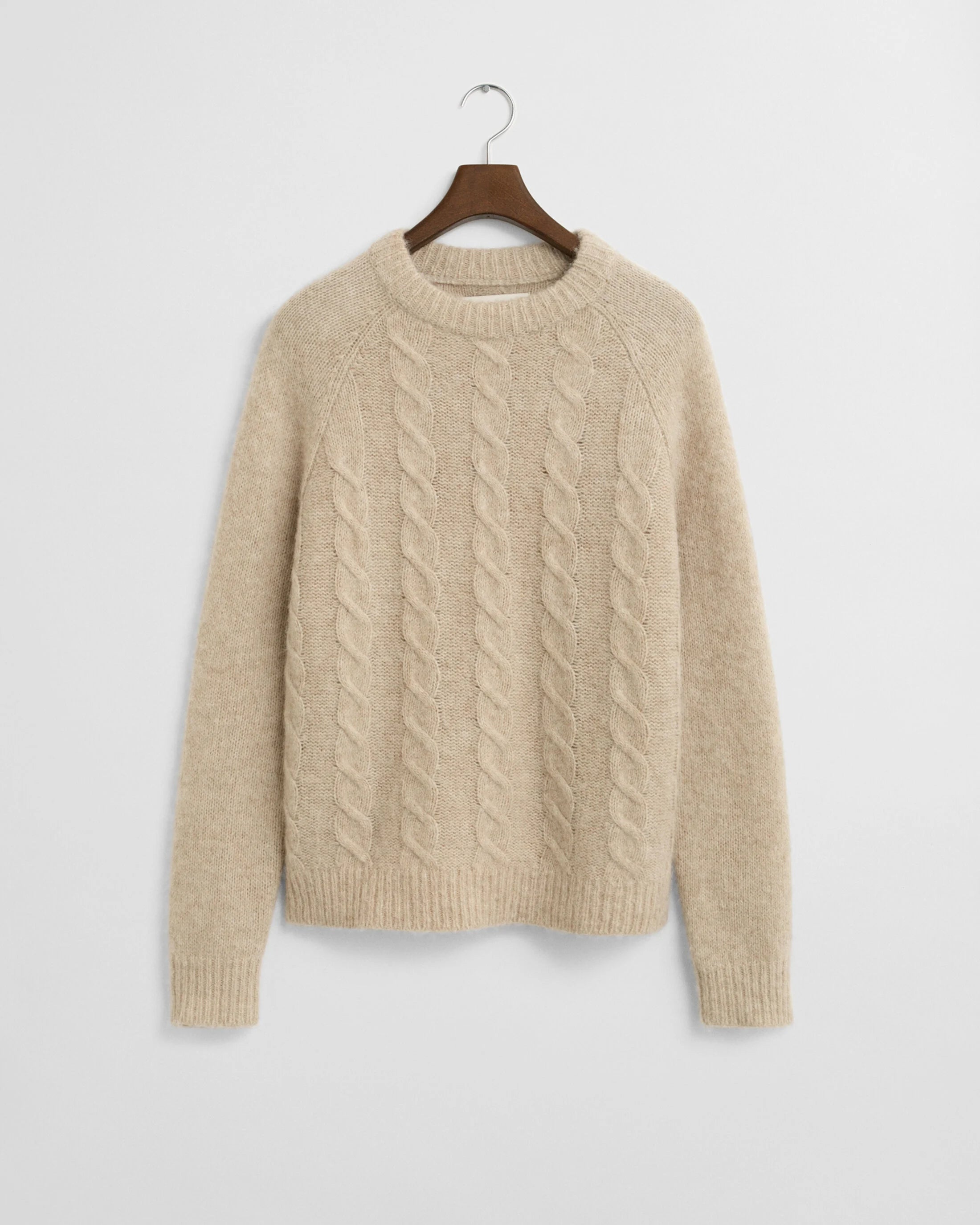 CABLE C NECK SWEATER I LAMMEULD