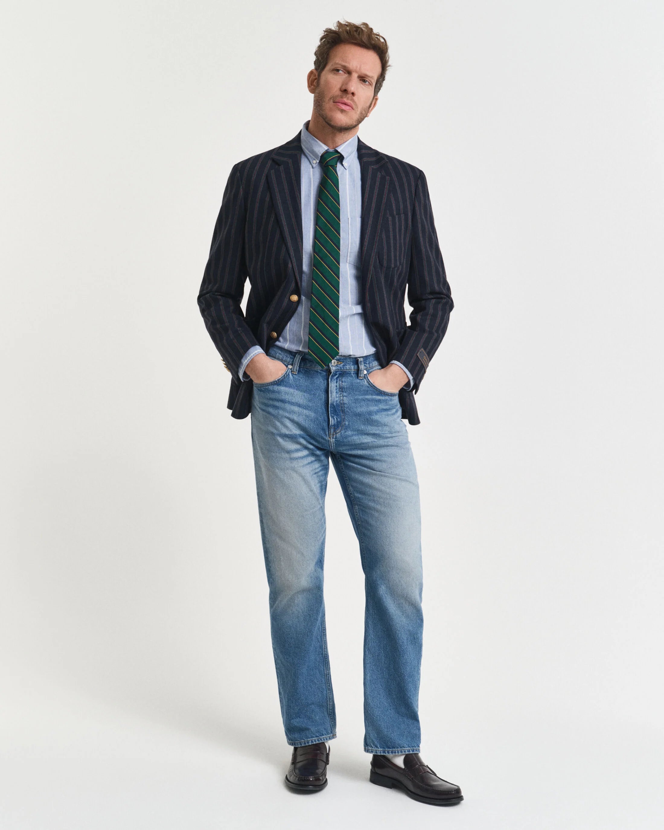 KLASSISK REG STRIBET OXFORD SKJORTE