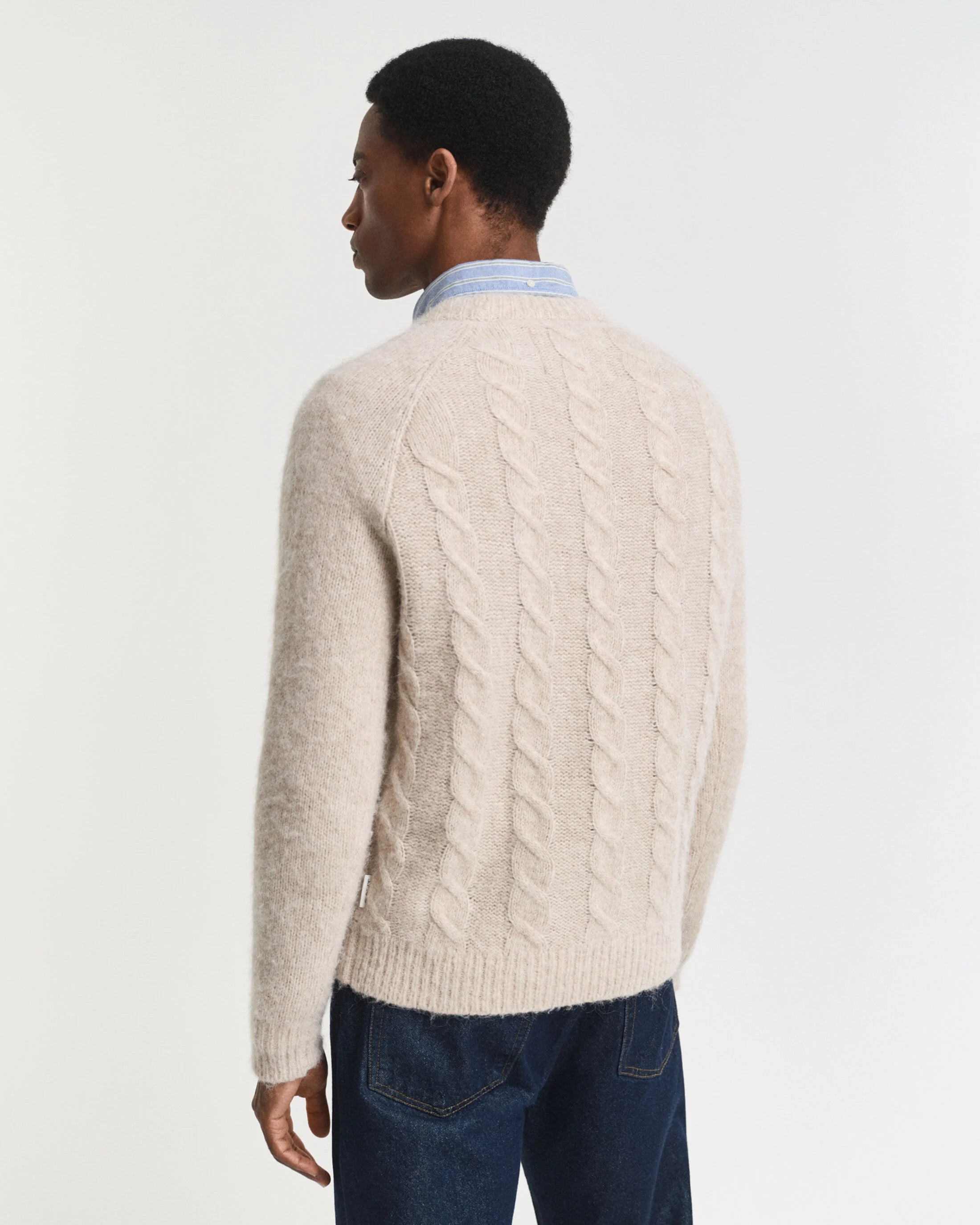 CABLE C NECK SWEATER I LAMMEULD